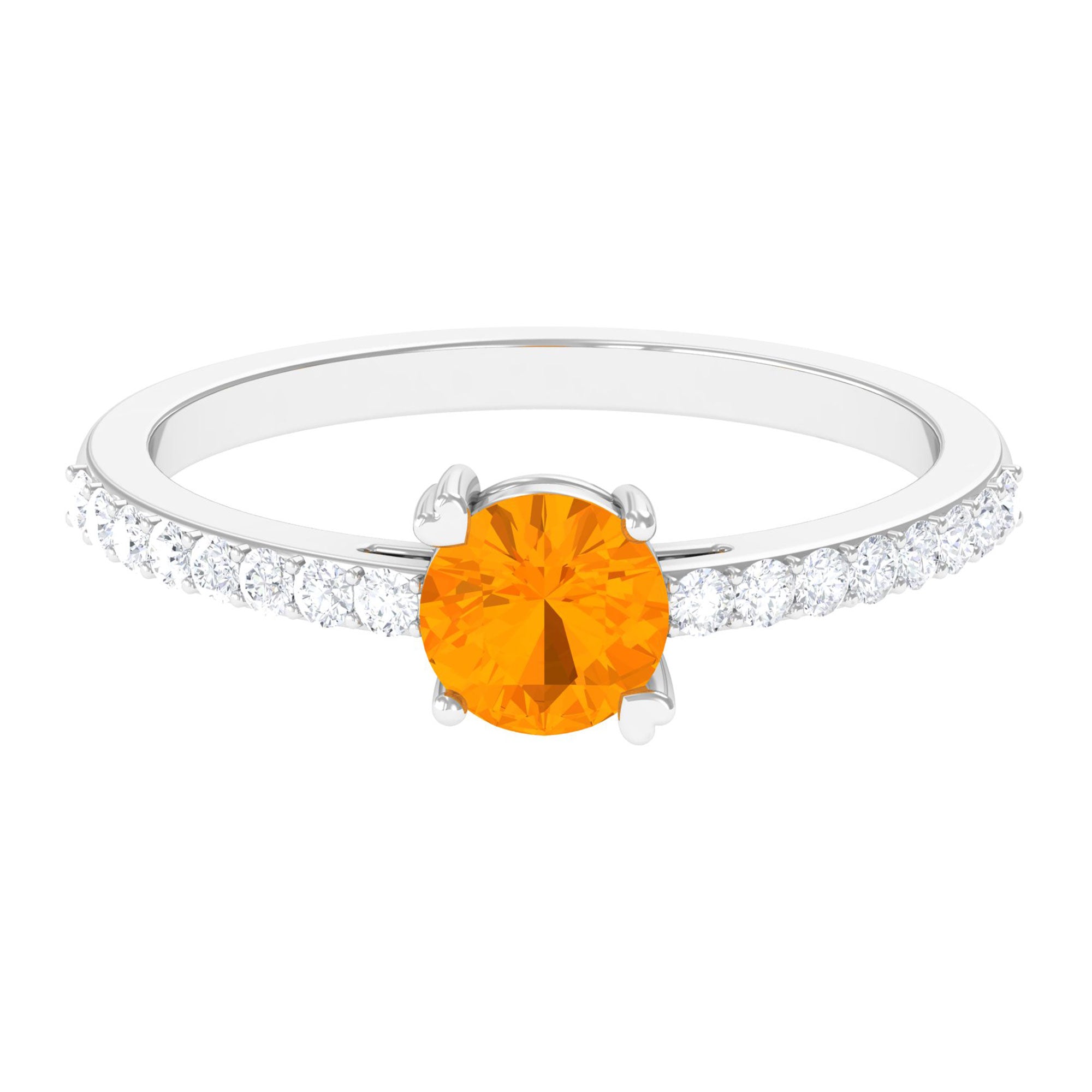 Designer Fire Opal Promise Ring with Diamond AAA - Rosec Jewels