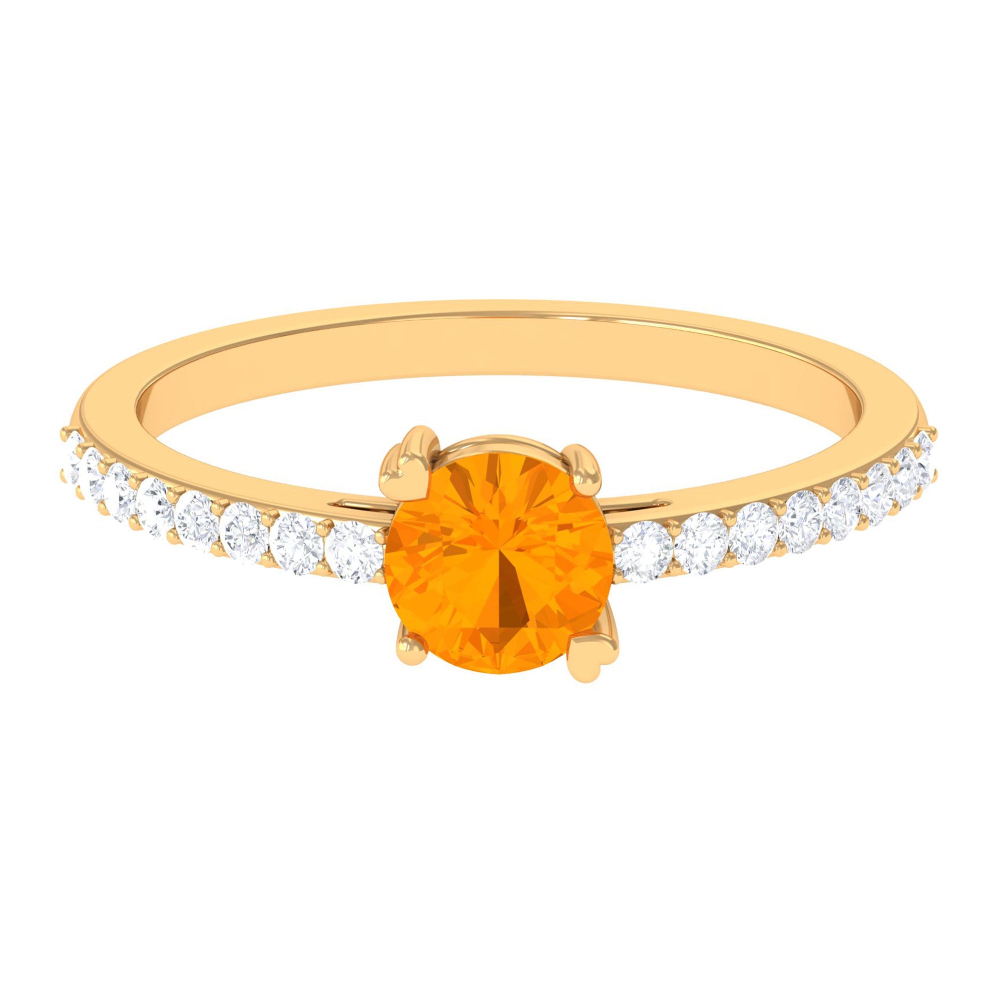 Designer Fire Opal Promise Ring with Diamond AAA - Rosec Jewels