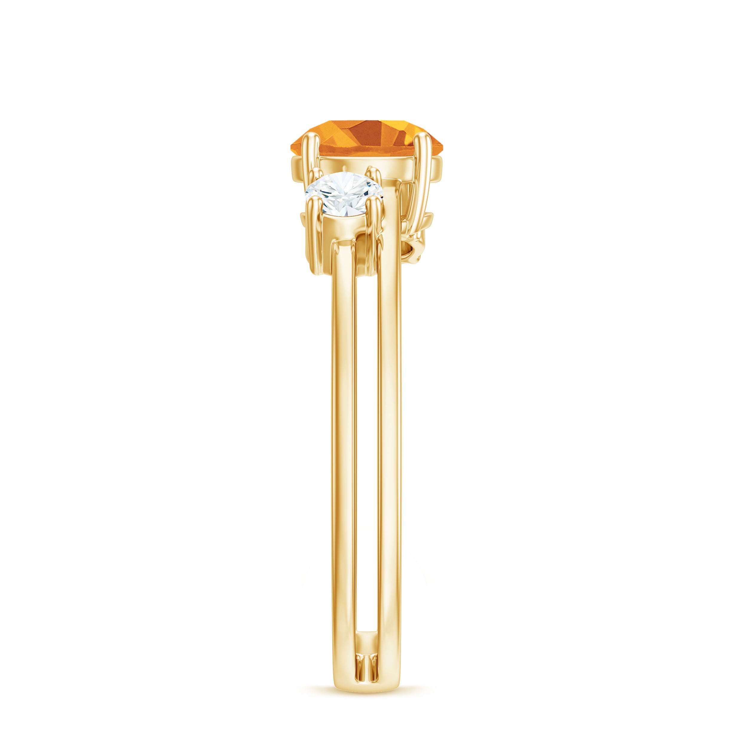 Real Citrine Diamond Double Band Engagement Ring AAA - Rosec Jewels
