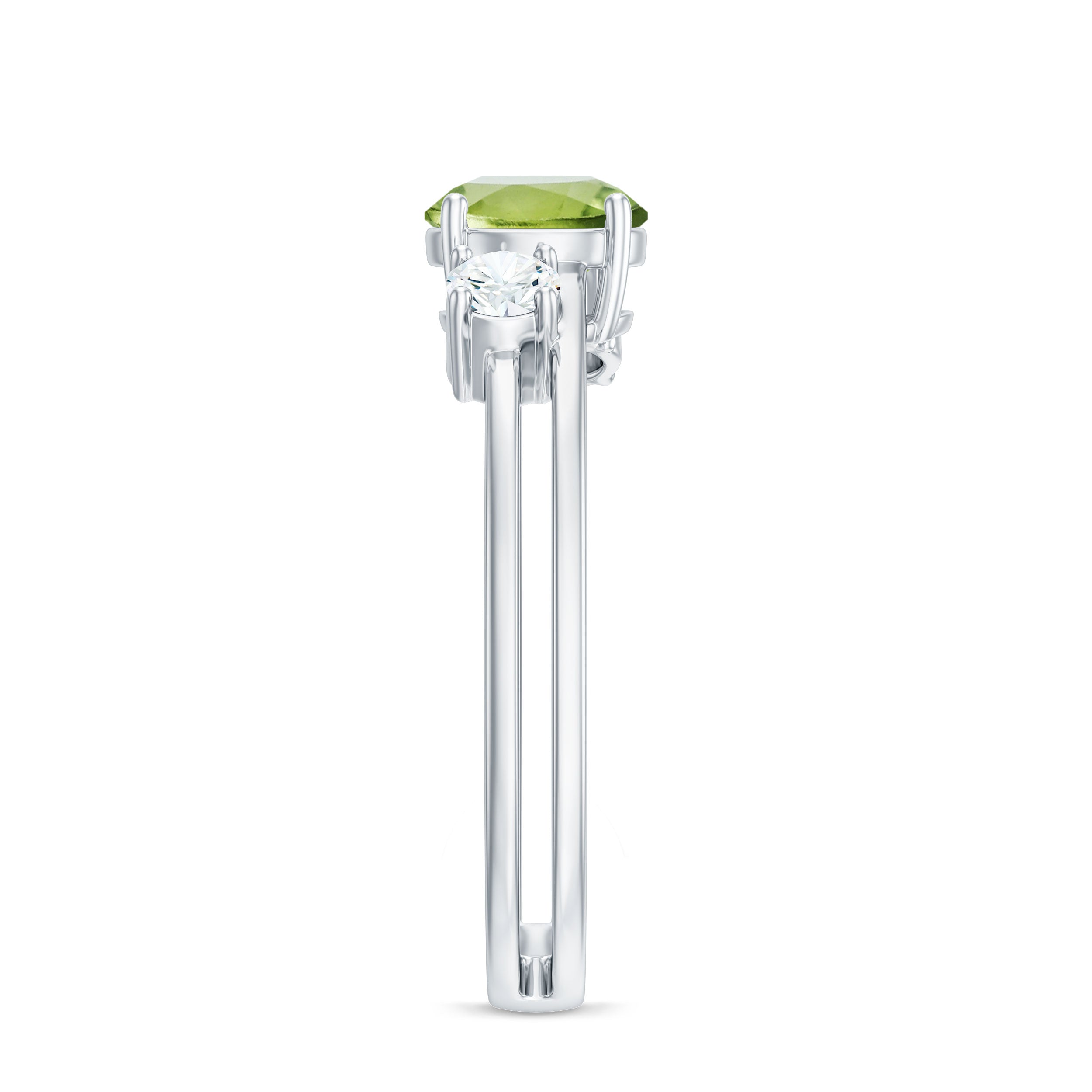 2 Carat Peridot Double Band Engagement Ring with Diamond AAA - Rosec Jewels