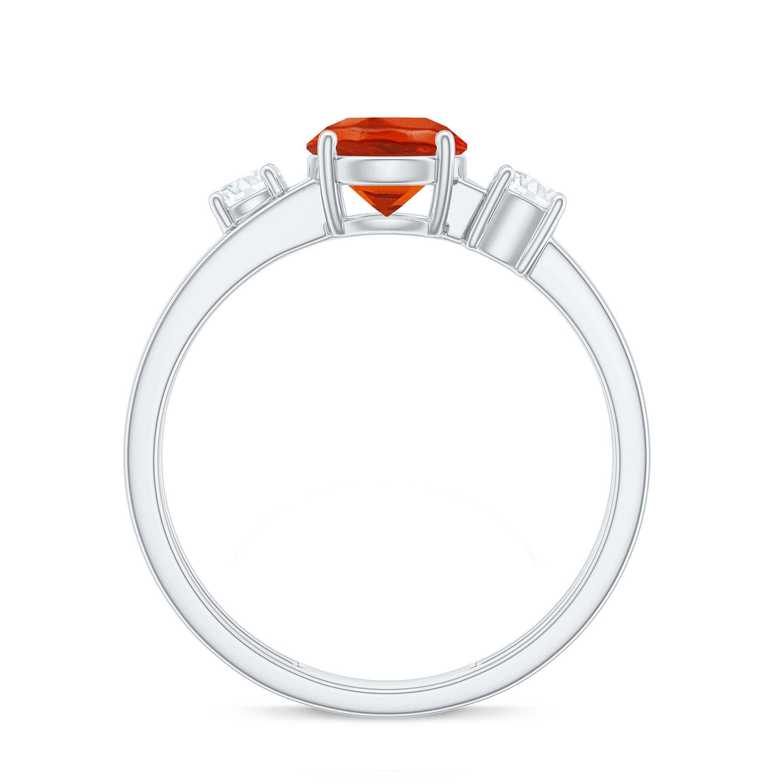 Rosec Jewels-Double Band Engagement Ring with Fire Opal and Diamond