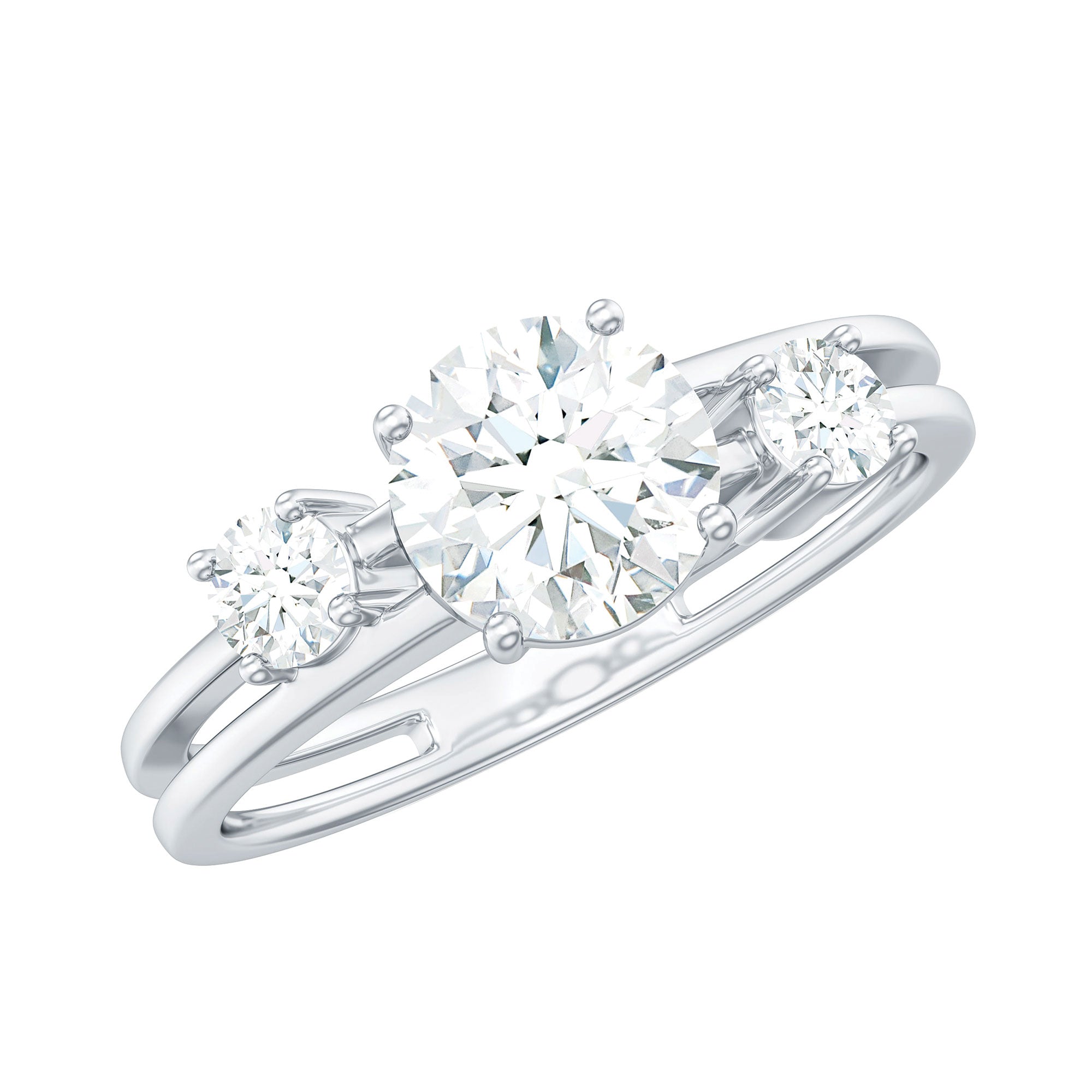 Certified Cubic Zirconia Three Stone Double Band Ring