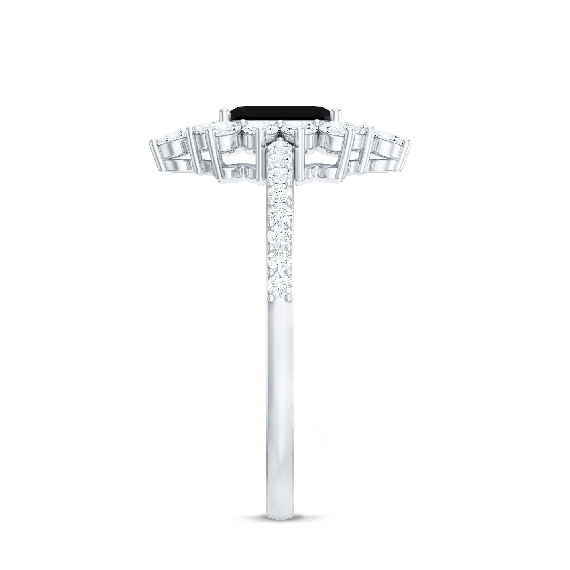 Rosec Jewels-Vintage Style 1.6 Carat Lab Grown Black and White Diamond Emerald Cut Engagement Ring