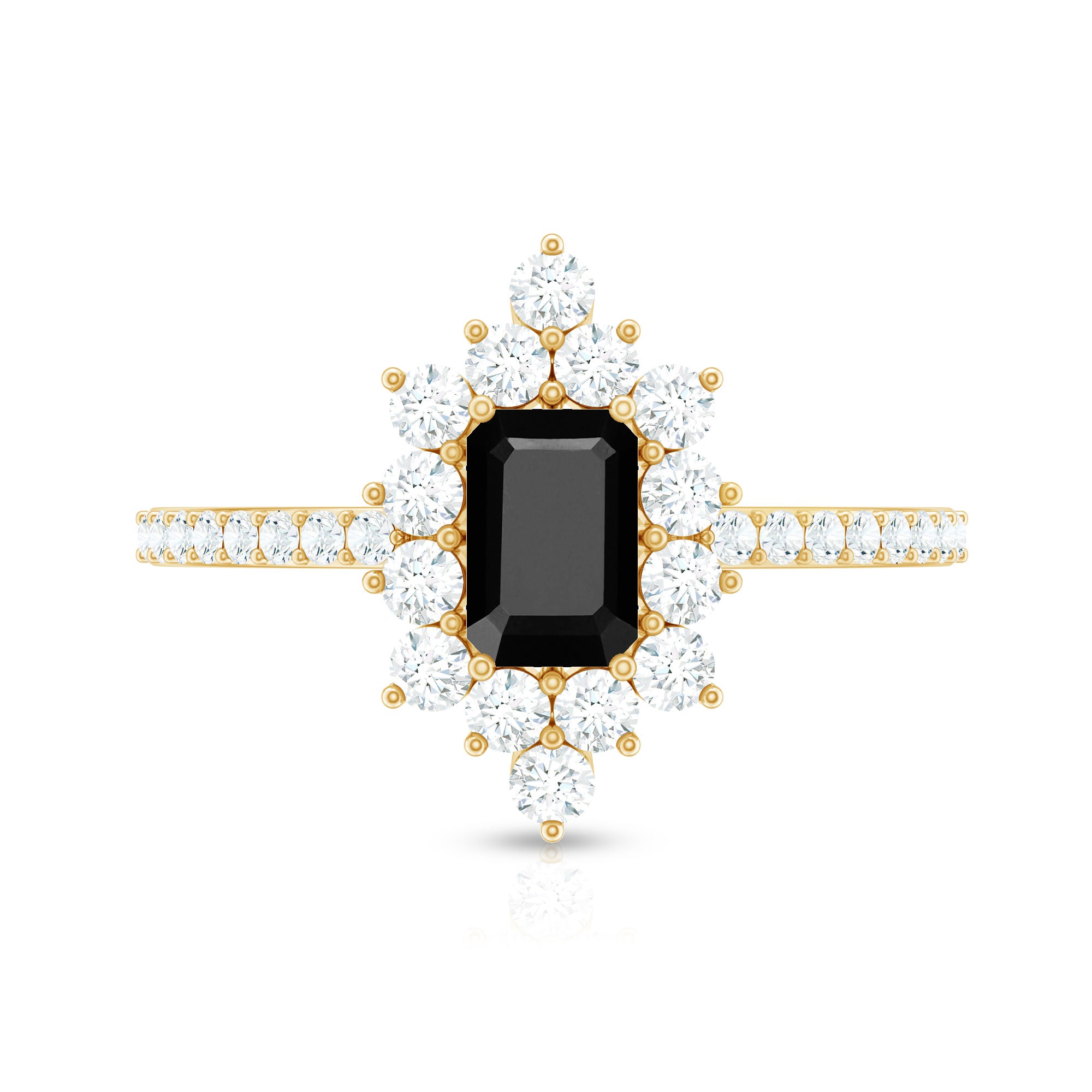 Rosec Jewels-Vintage Style 1.6 Carat Lab Grown Black and White Diamond Emerald Cut Engagement Ring