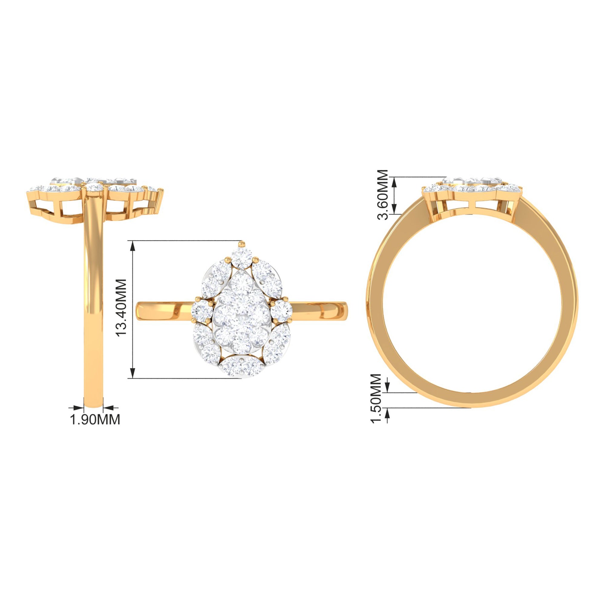Cubic Zirconia Engagement Ring in Illusion Setting AAAA - Rosec Jewels
