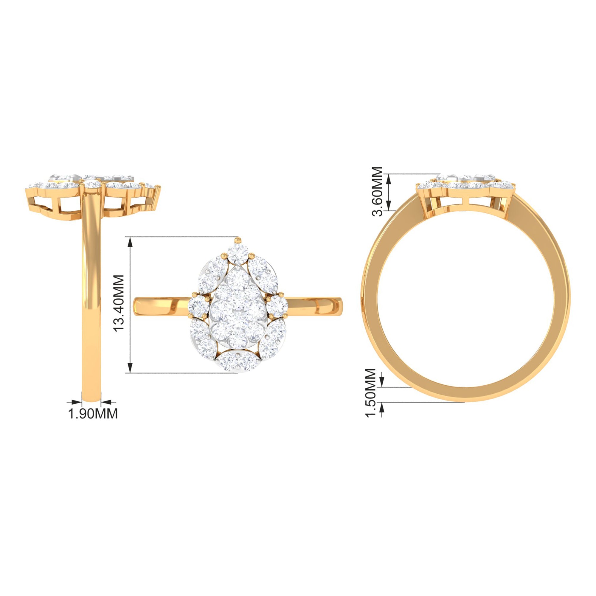 Cubic Zirconia Engagement Ring in Illusion Setting AAAA - Rosec Jewels
