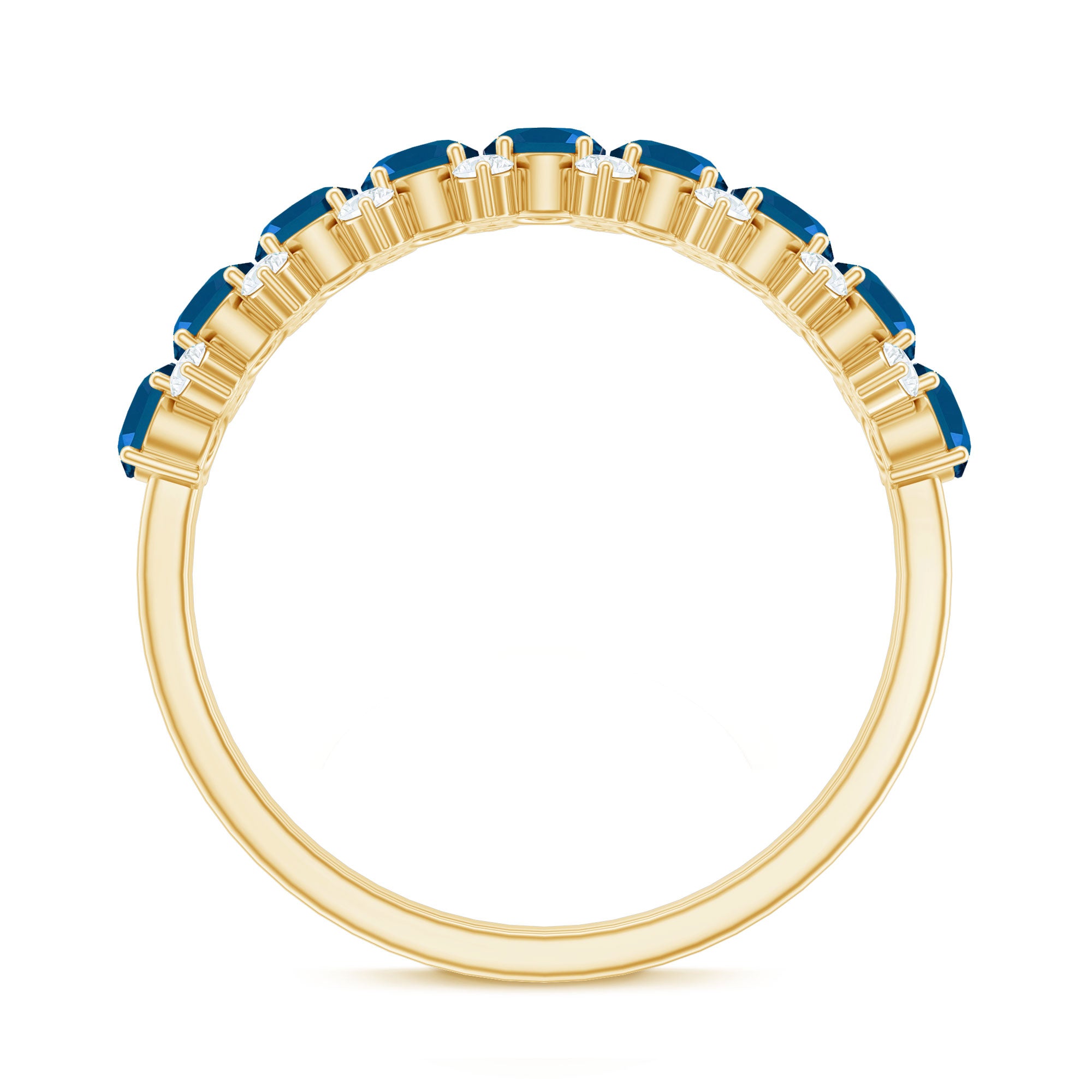 London Blue Topaz Half Eternity Band with Certificate AAA - Rosec Jewels