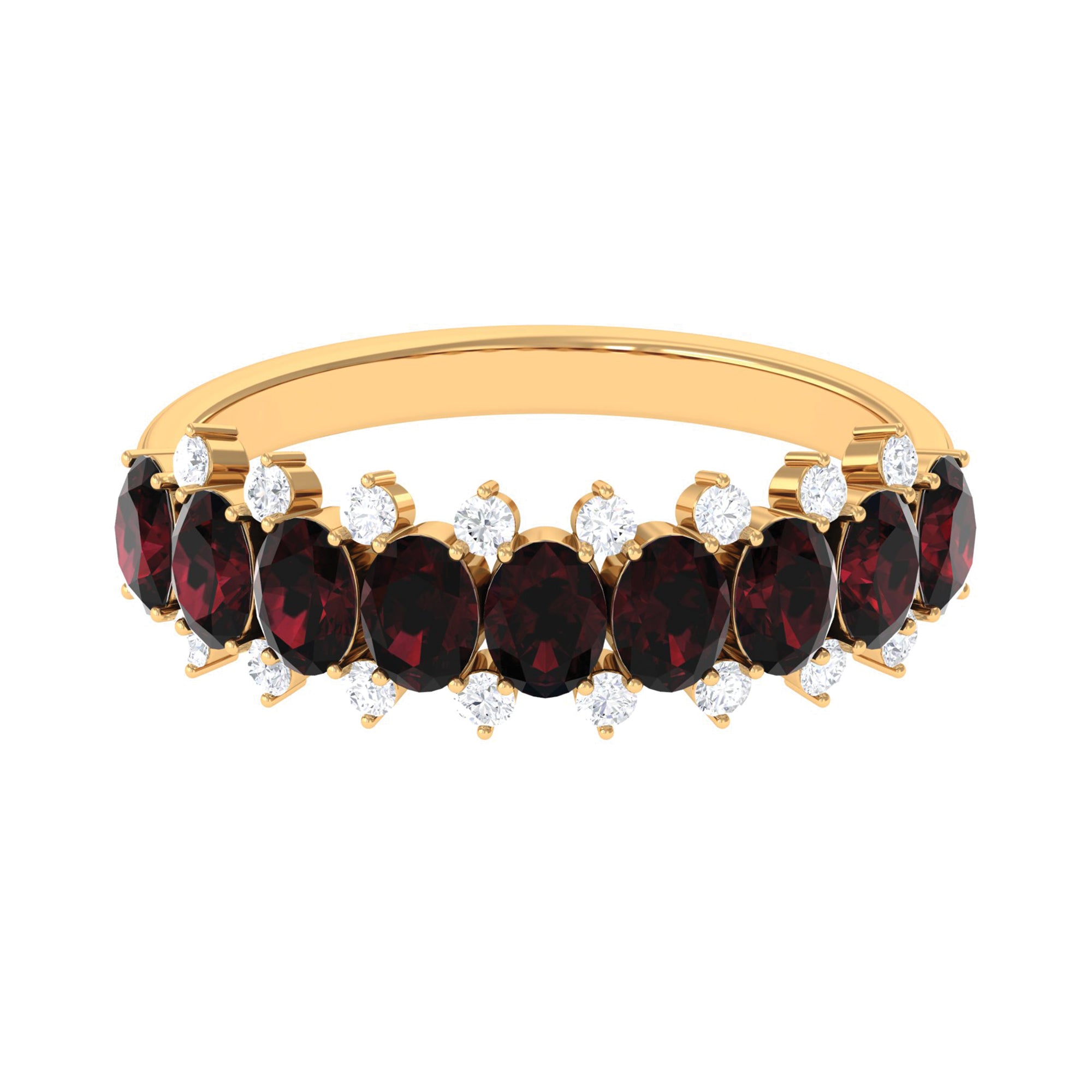 Real Garnet Diamond Half Eternity Wedding Anniversary Ring AAA - Rosec Jewels