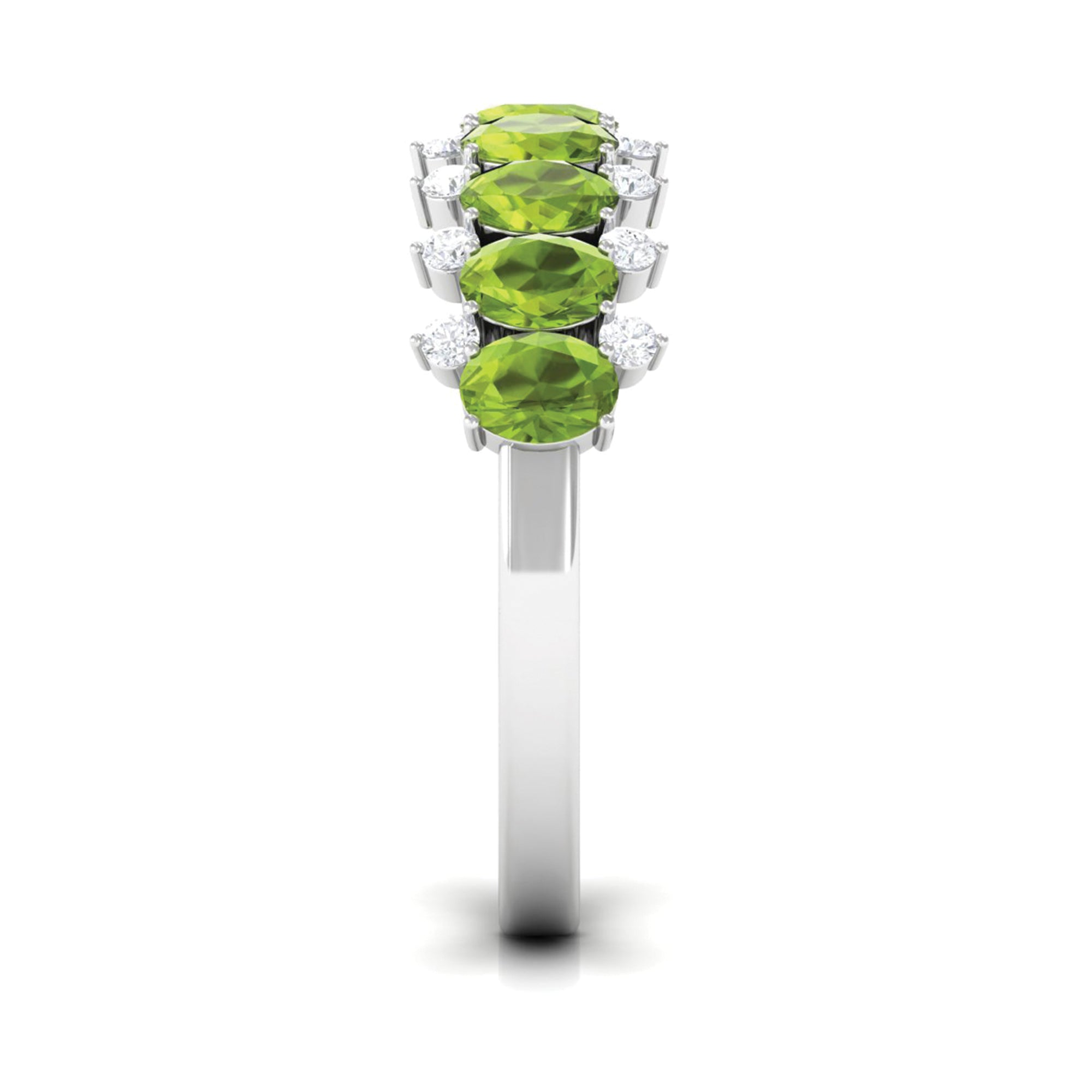 2.25 CT Oval Cut Peridot Half Eternity Ring with Diamond Stones AAA - Rosec Jewels