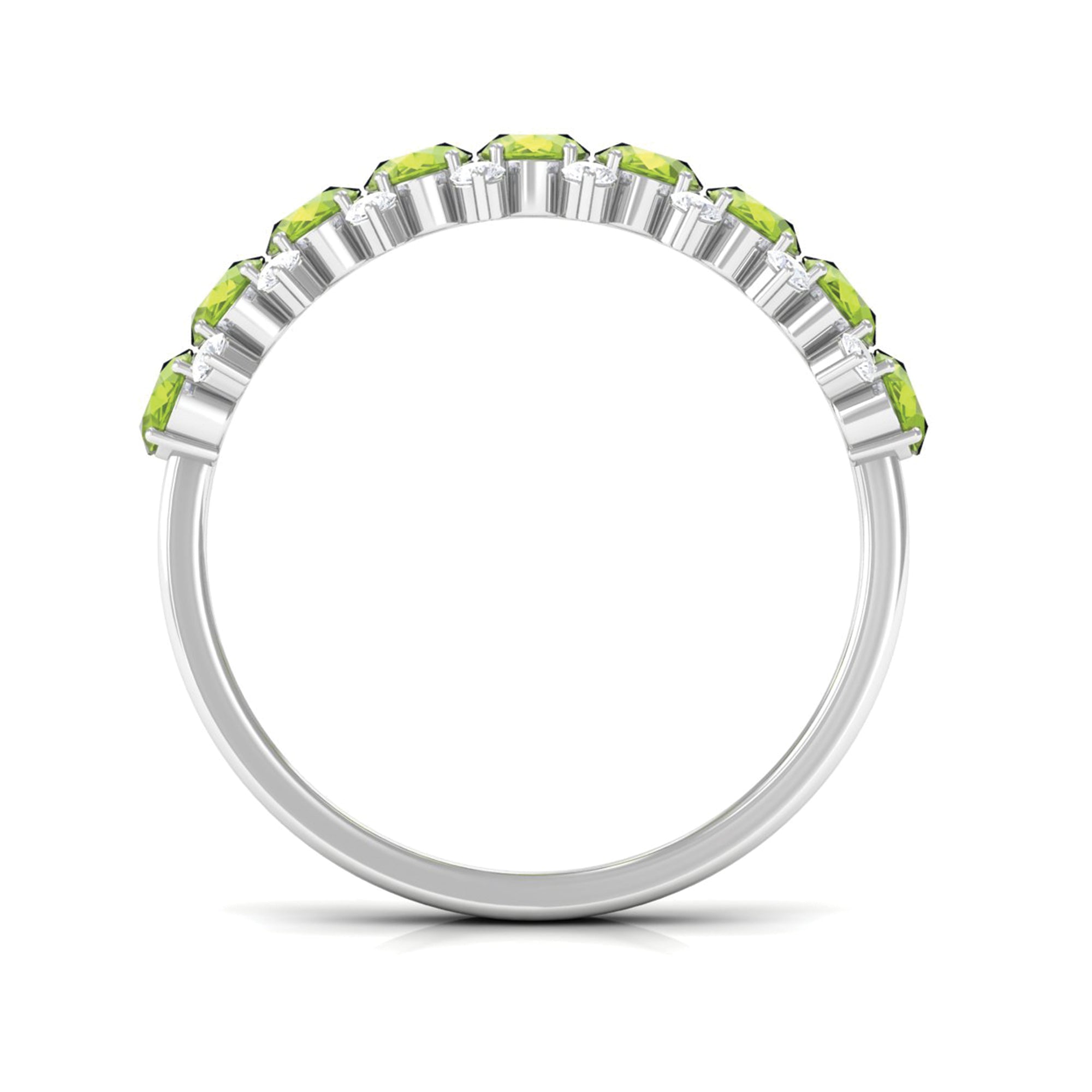 2.25 CT Oval Cut Peridot Half Eternity Ring with Diamond Stones AAA - Rosec Jewels
