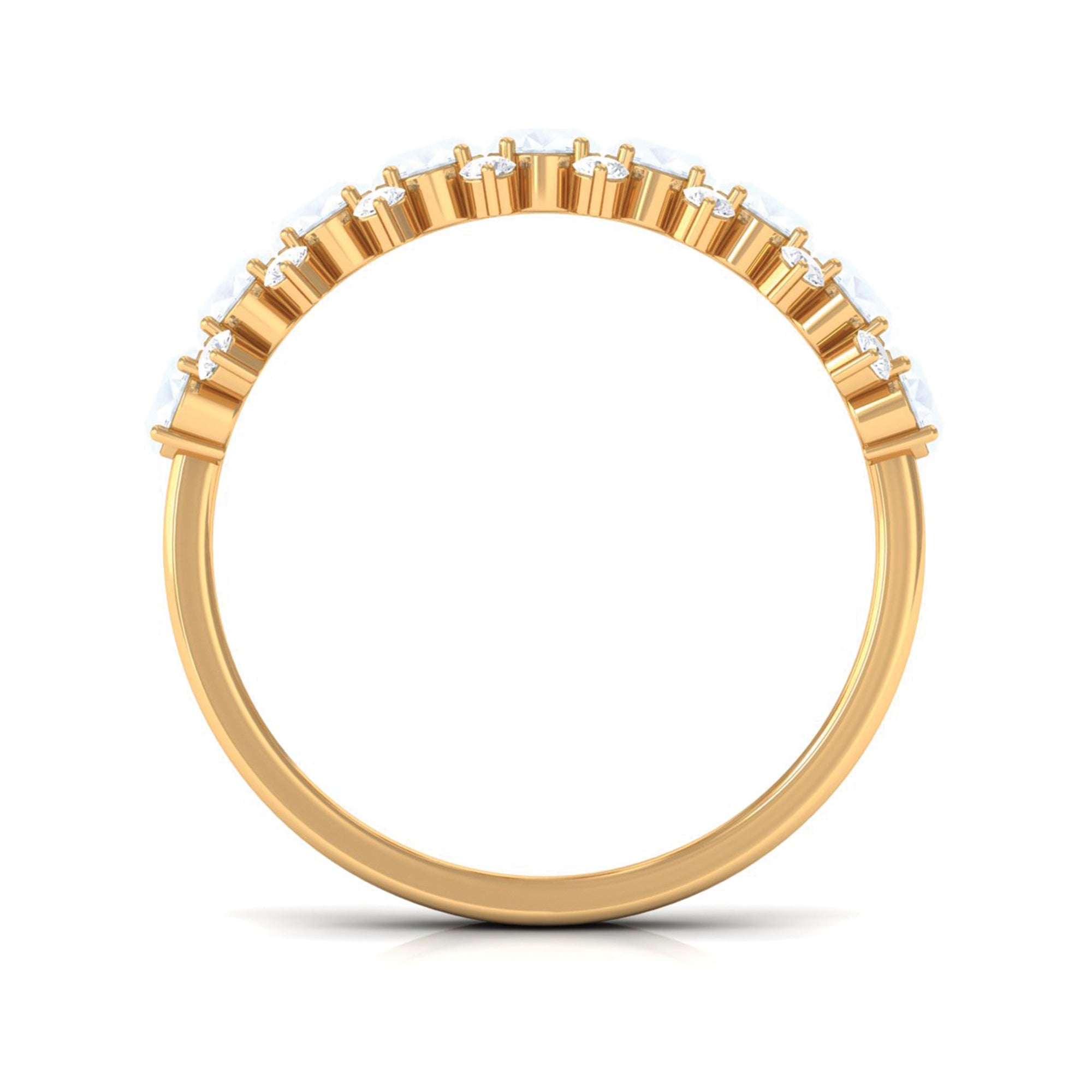 2.5 CT Moonstone and Diamond Semi Eternity Ring AAA - Rosec Jewels