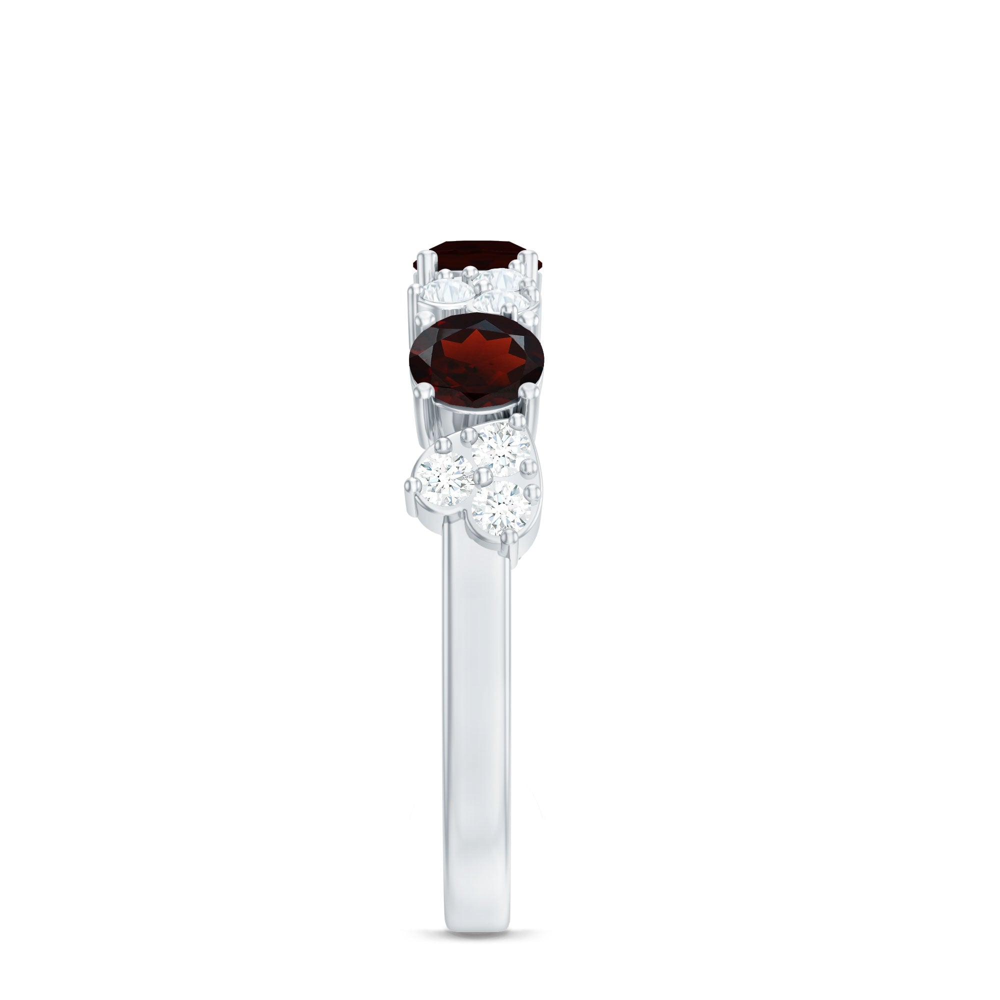 Rosec Jewels-Certified Real Garnet Diamond Heart Eternity Ring for Anniversary