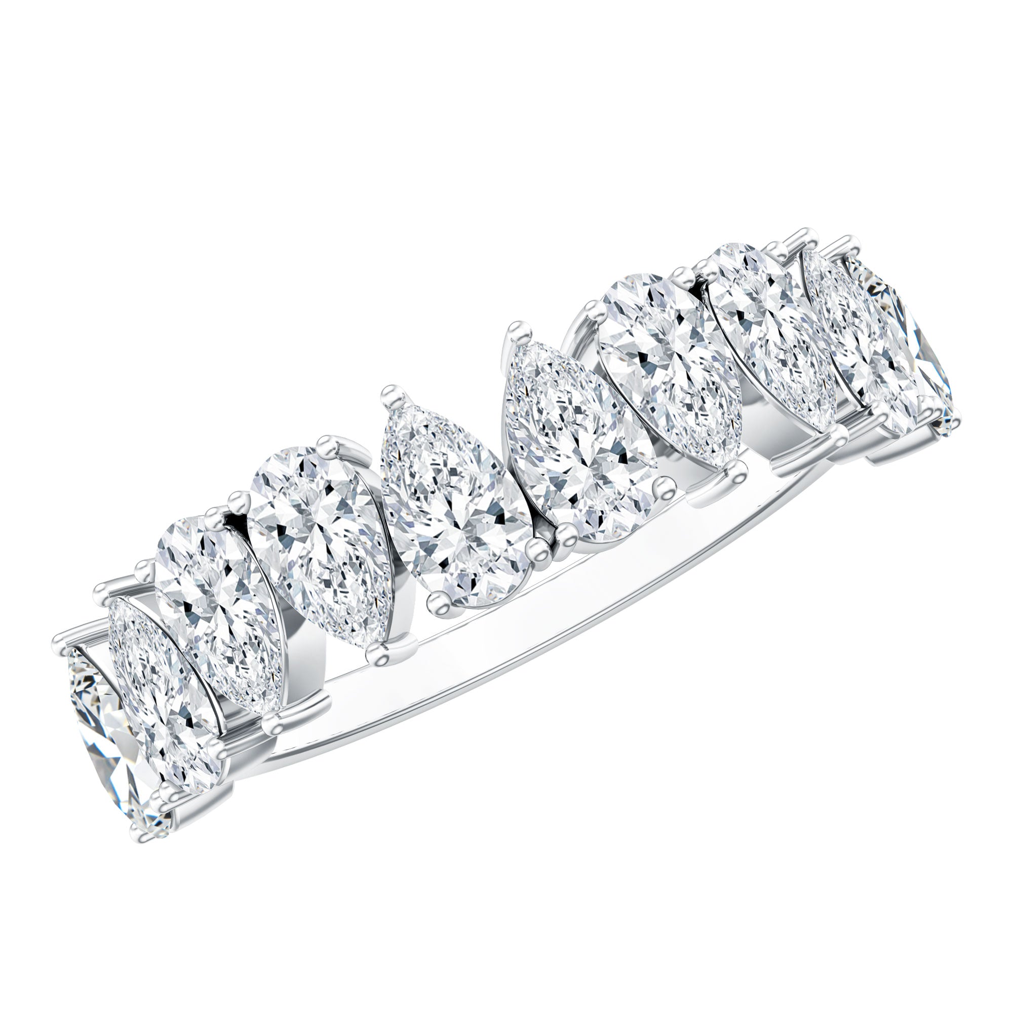 Pear Cut Moissanite Half Eternity Ring for Women D-VS1 - Rosec Jewels
