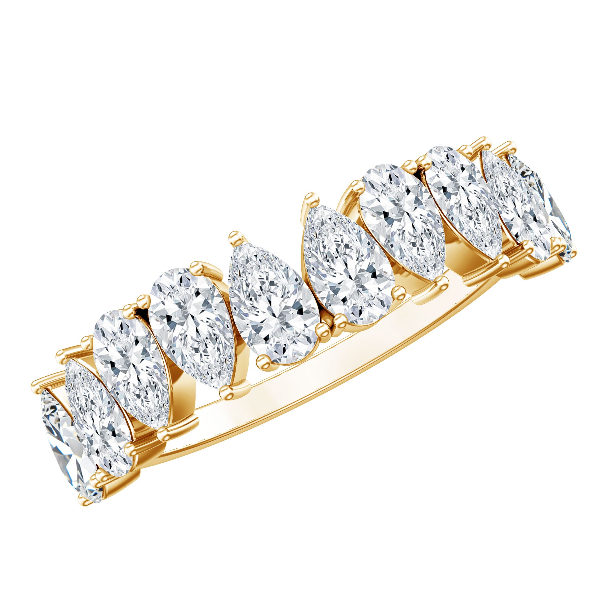 Pear Cut Moissanite Half Eternity Ring for Women D-VS1 - Rosec Jewels