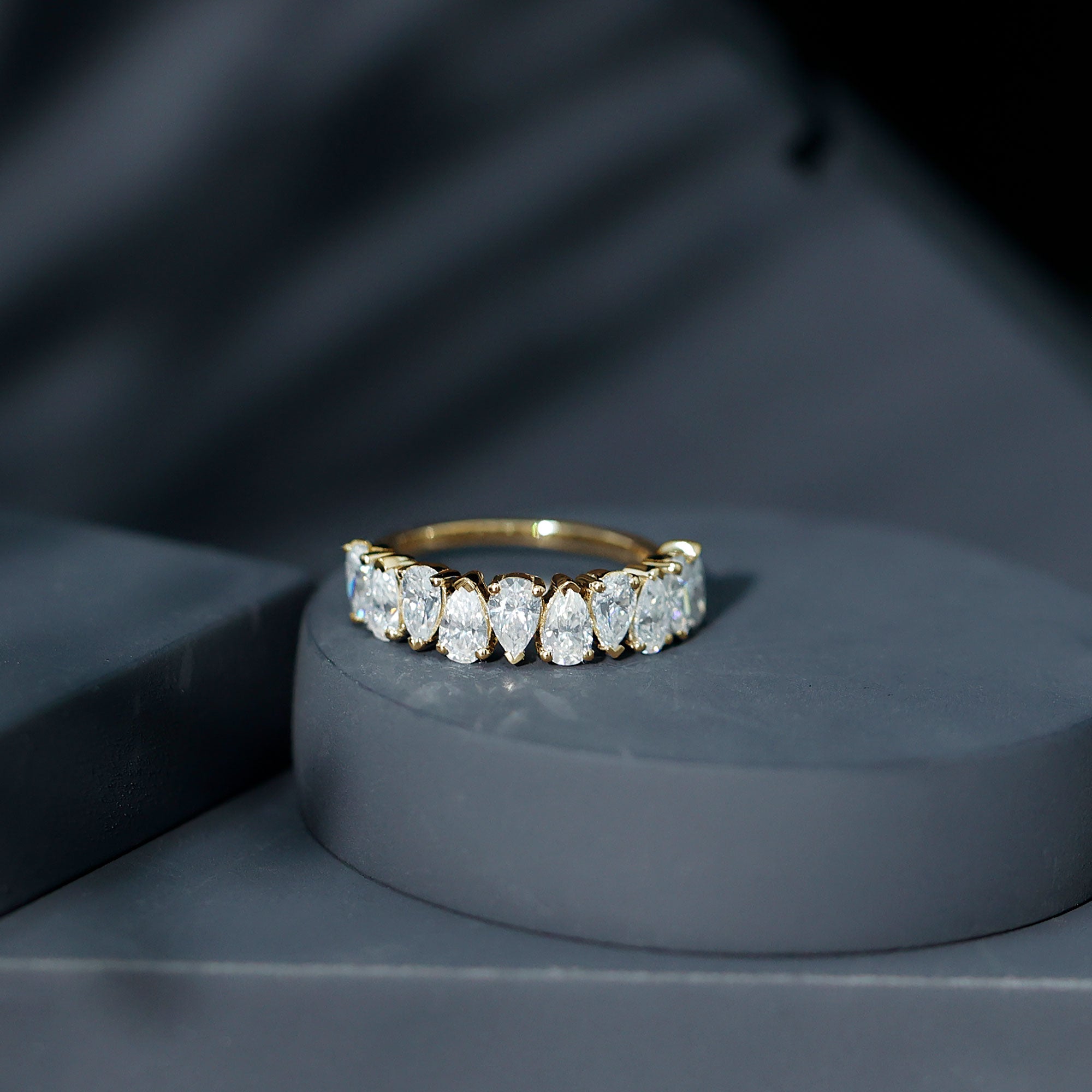 Pear Cut Moissanite Half Eternity Ring for Women D-VS1 - Rosec Jewels