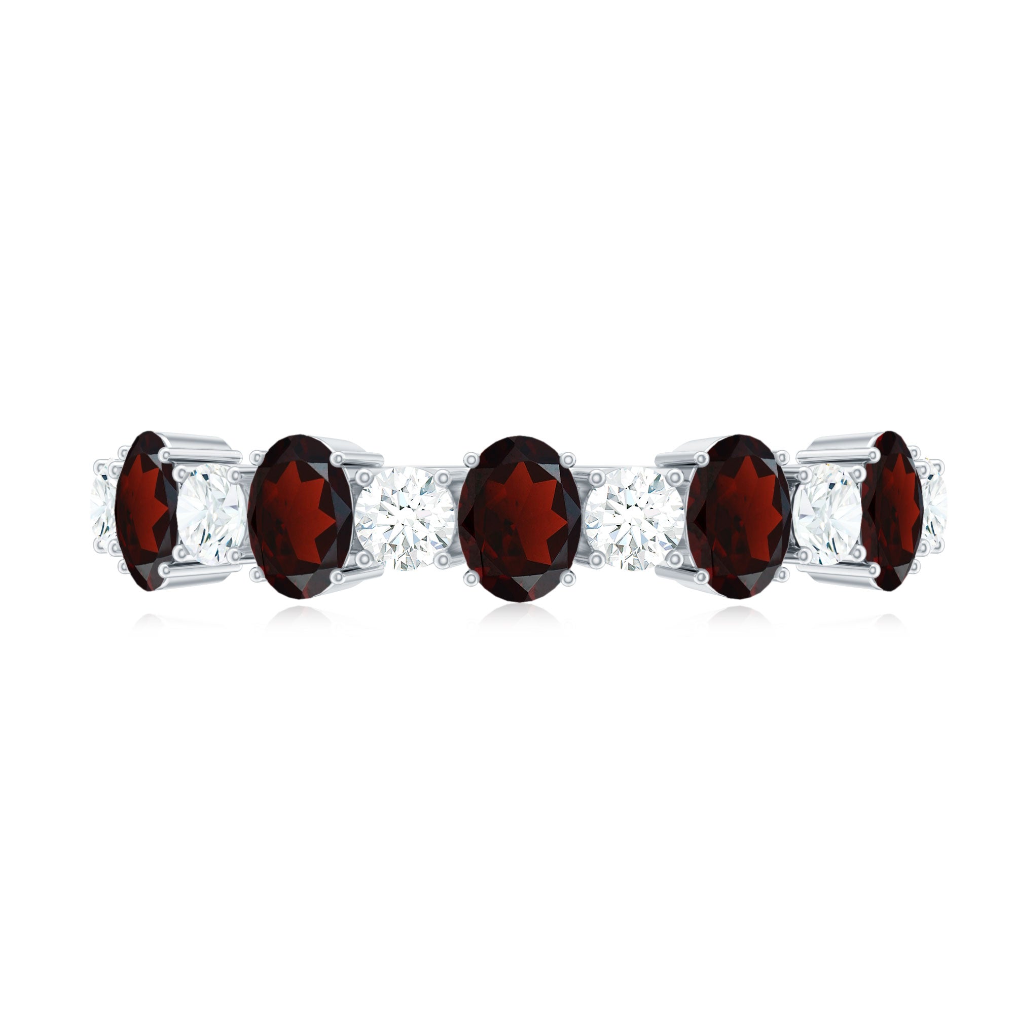 Certified Real Garnet Diamond Half Eternity Ring for Anniversary AAA - Rosec Jewels