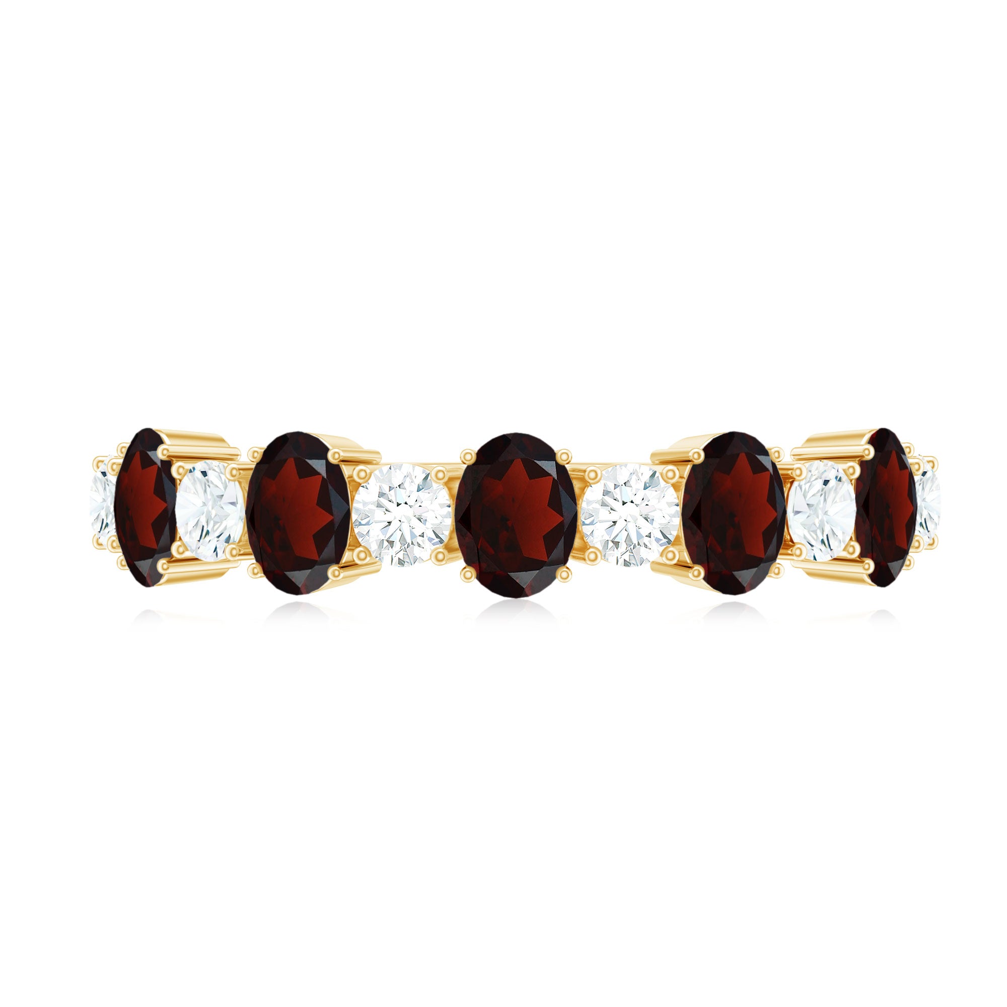 Certified Real Garnet Diamond Half Eternity Ring for Anniversary AAA - Rosec Jewels