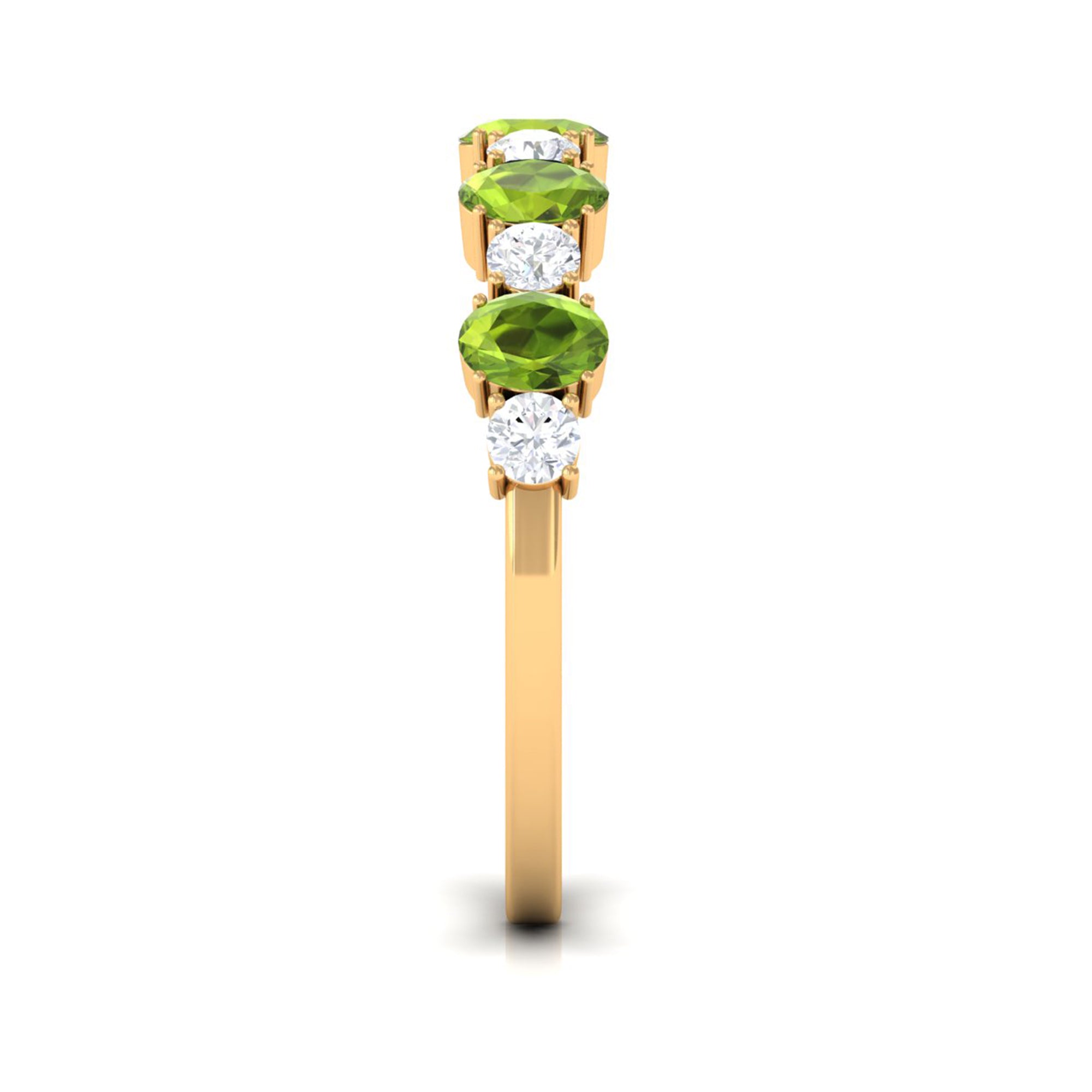 1.50 CT Alternate Peridot and Diamond Half Eternity Ring AAA - Rosec Jewels