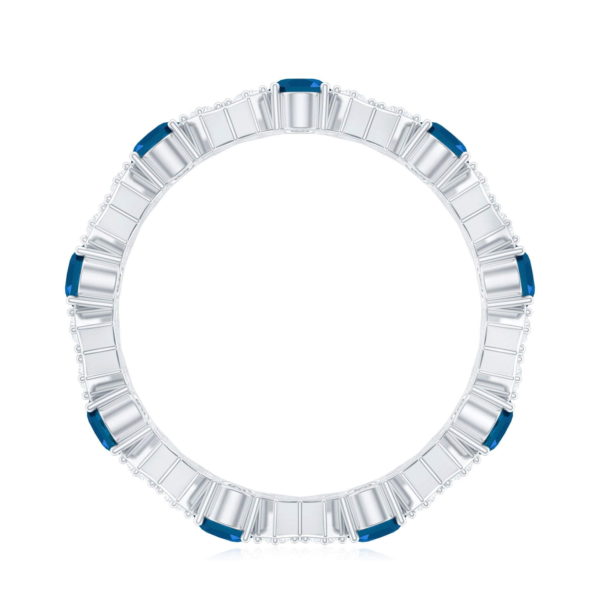 Oval Cut London Blue Topaz Designer Eternity Band with Diamond AAA - Rosec Jewels