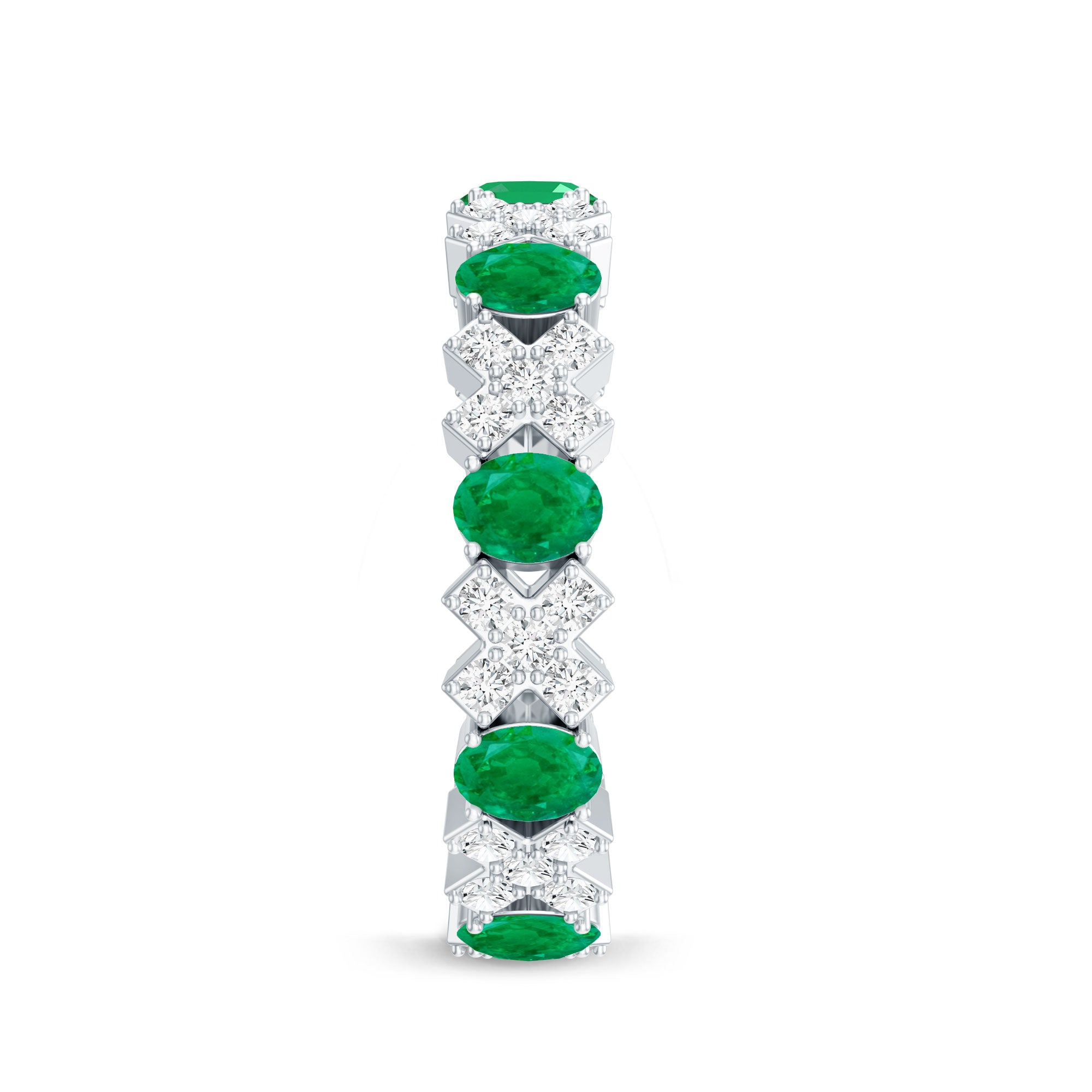 Natural Emerald and Moissanite Designer Eternity Band AAA - Rosec Jewels