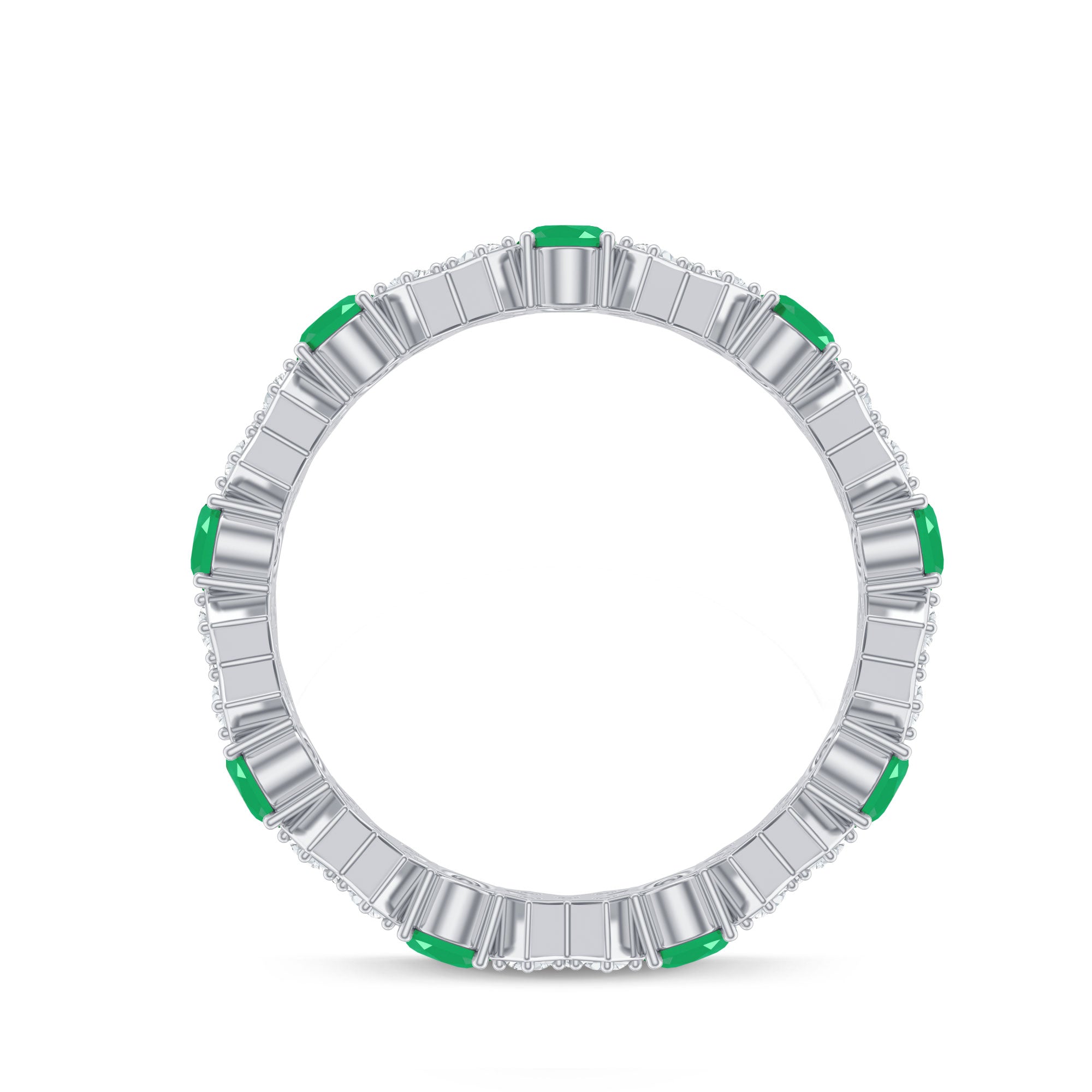 Natural Emerald and Moissanite Designer Eternity Band AAA - Rosec Jewels
