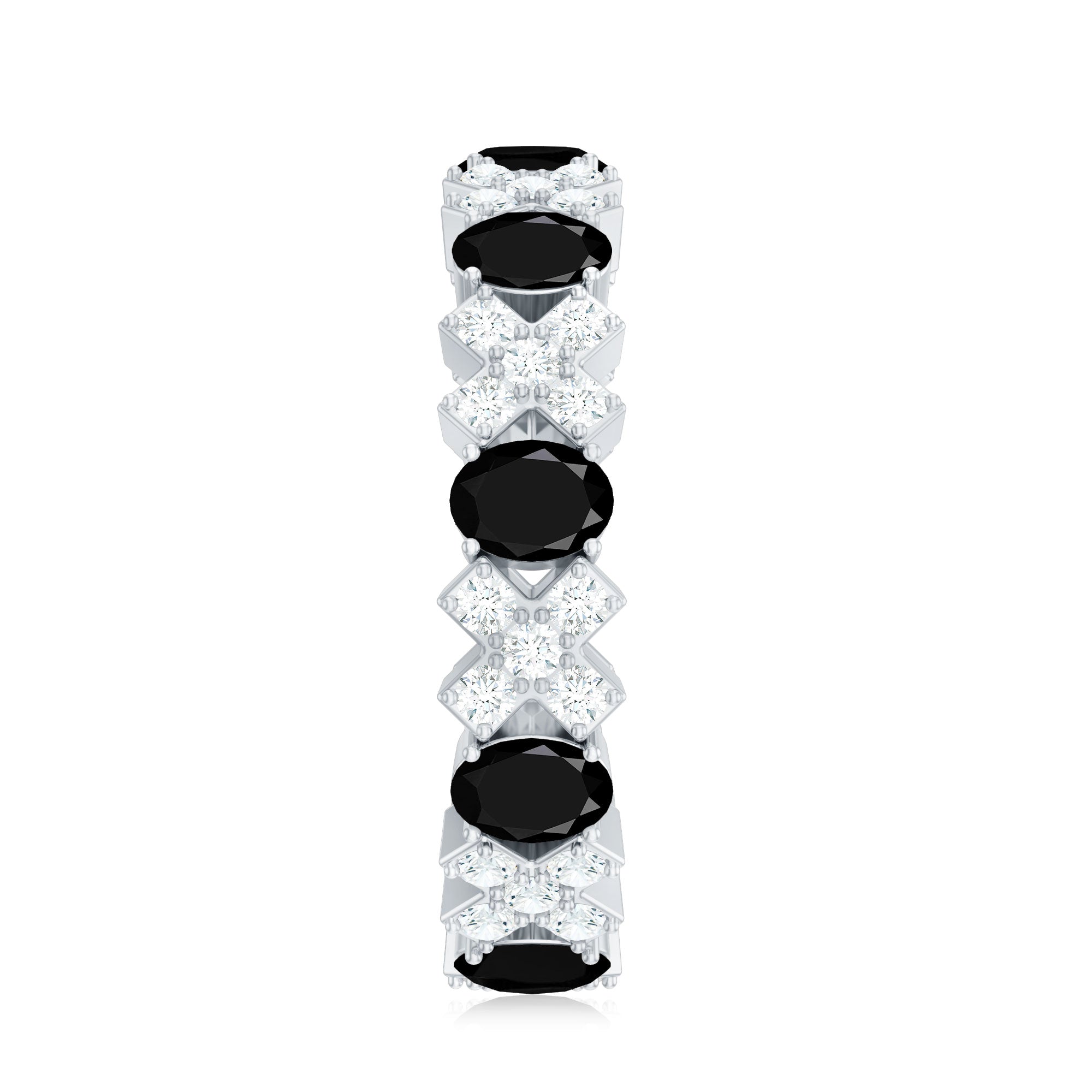 Certified Real Black Spinel Eternity Ring with Moissanite AAA - Rosec Jewels