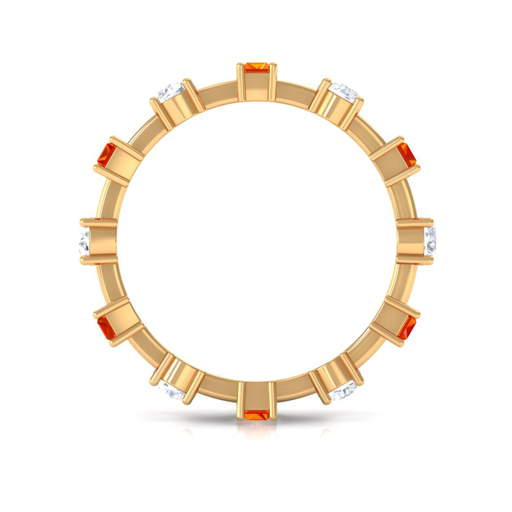 Baguette Cut Lab Grown Orange Sapphire and Diamond Eternity Ring AAAA - Rosec Jewels