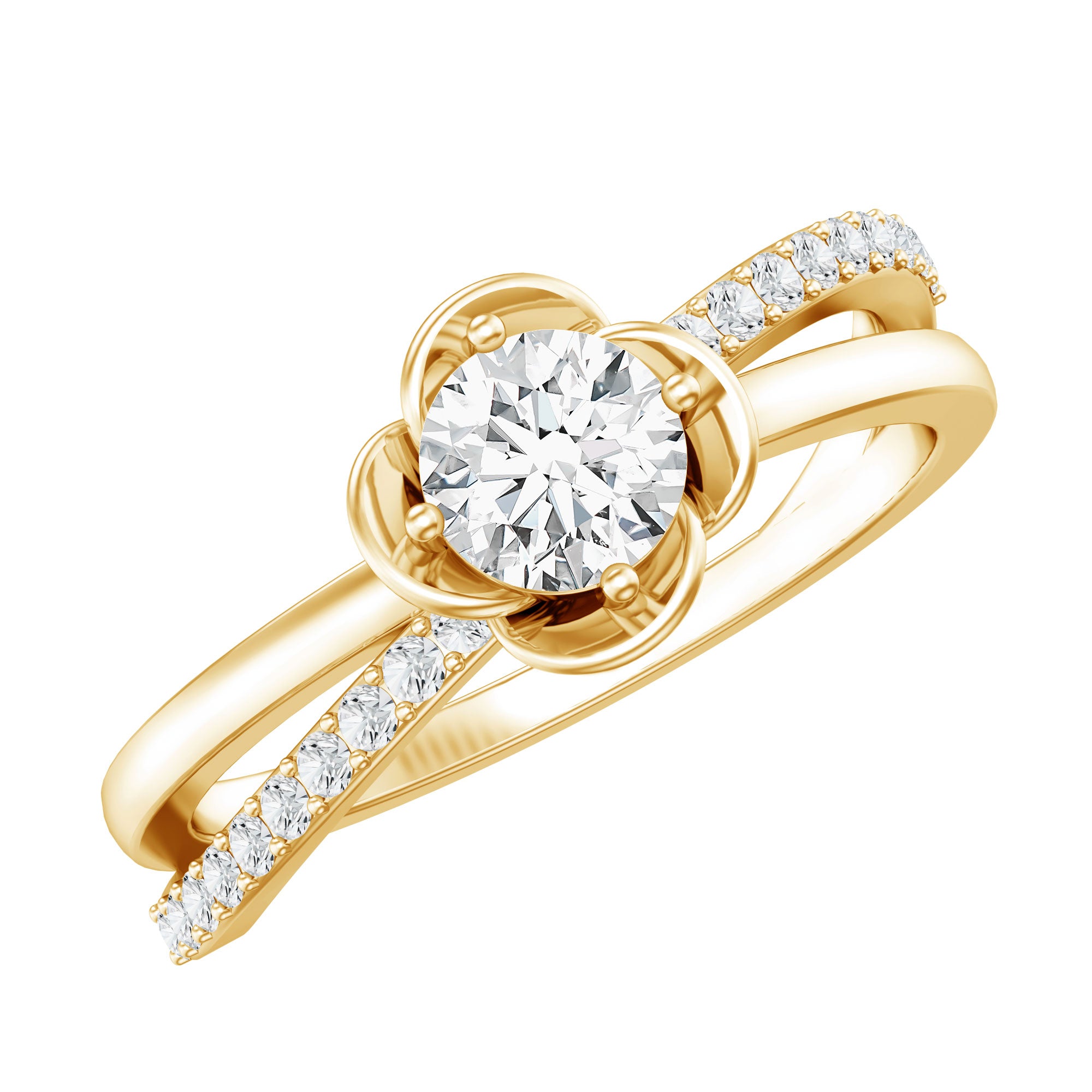 Flower Inspired Moissanite Proposal Ring for Women D-VS1 - Rosec Jewels