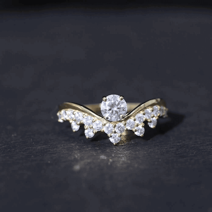 Designer Moissanite Curved Engagement Ring for Women D-VS1 - Rosec Jewels