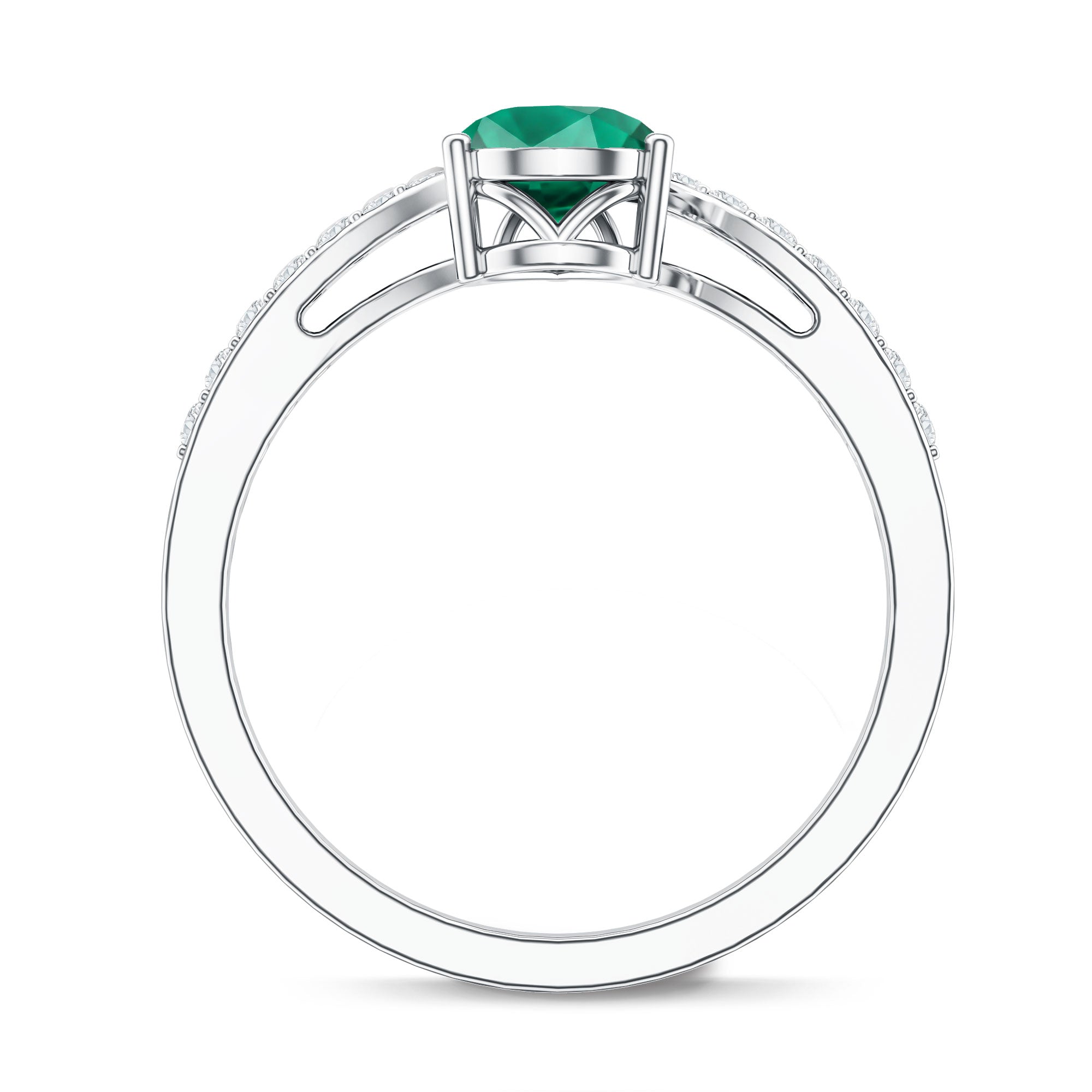 Classic Lab Grown Emerald Diamond Teardrop Engagement Ring with Bypass Shank AAAA - Rosec Jewels