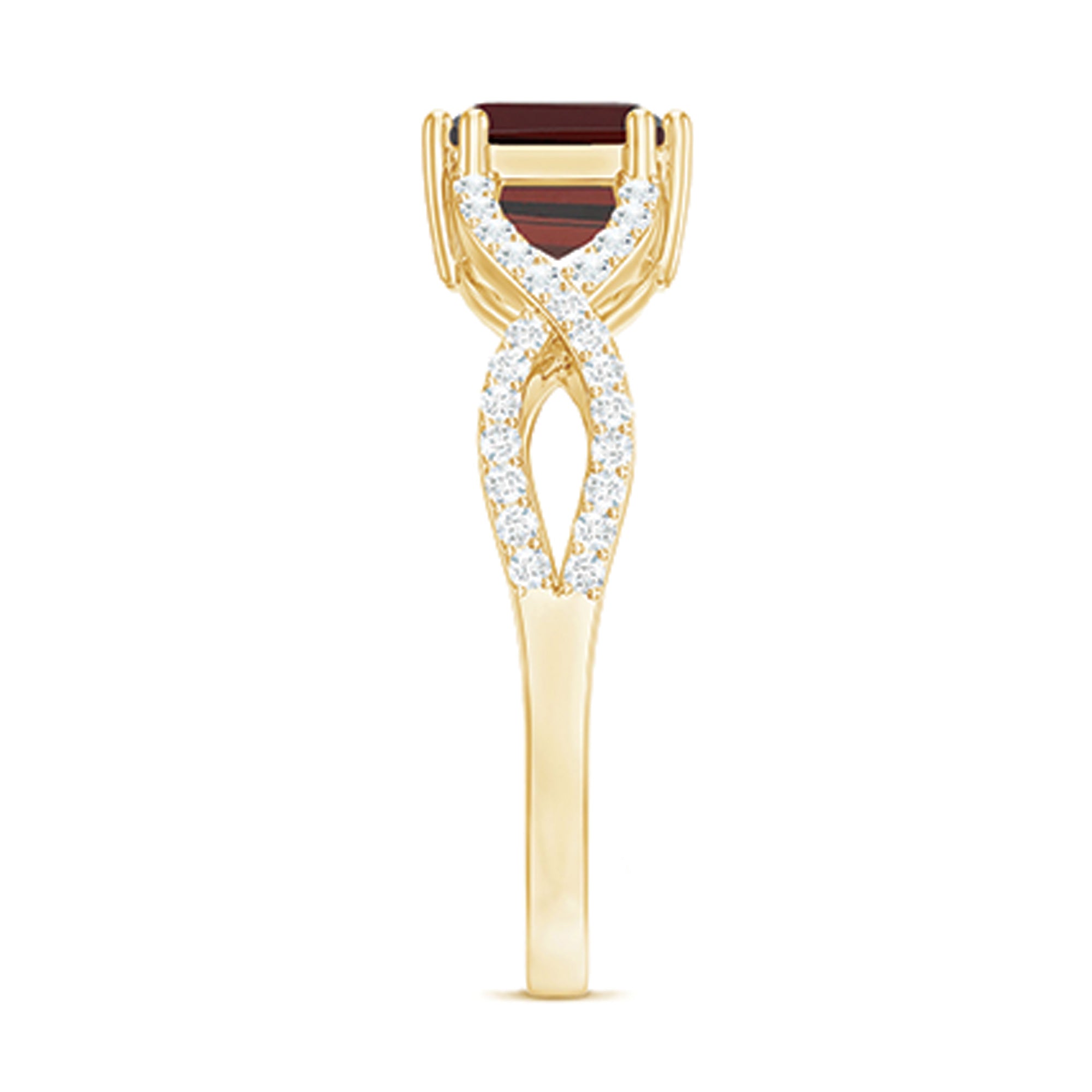 Certified Real Garnet Diamond Emerald Cut Engagement Ring in East West Style AAA - Rosec Jewels
