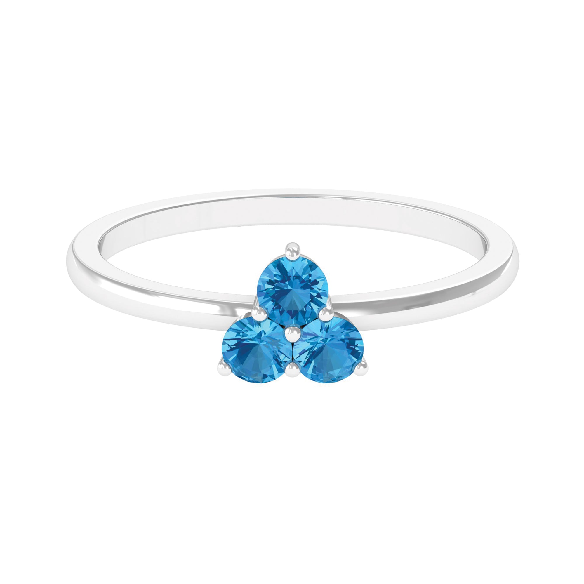0.50 CT Swiss Blue Topaz Three Stone Promise Ring in Gold