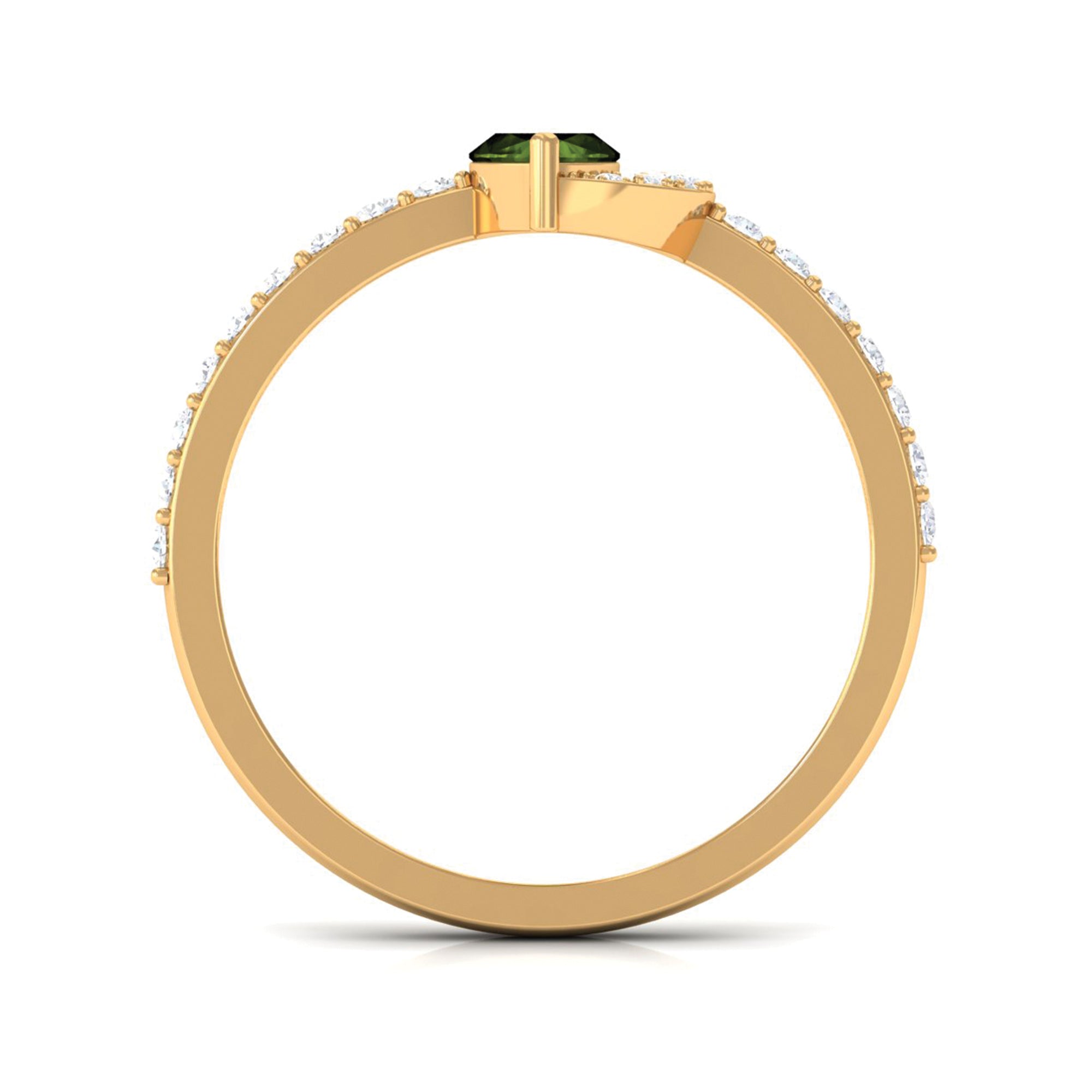 1.25 CT Minimal Marquise Cut Peridot Ring with Diamond Accent AAA - Rosec Jewels
