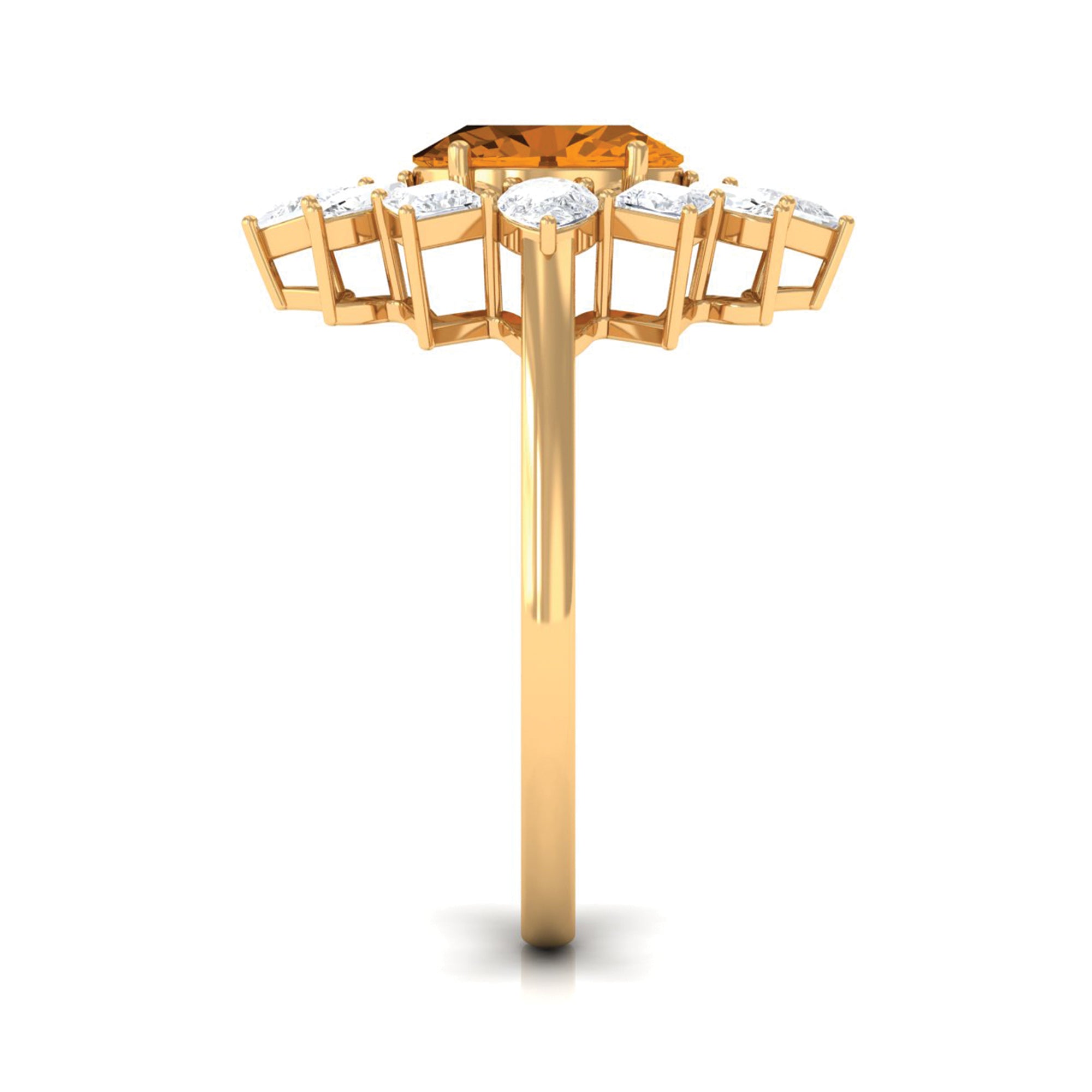 2.25 CT Oval Cut Citrine Cocktail Ring with Moissanite Stones AAA - Rosec Jewels