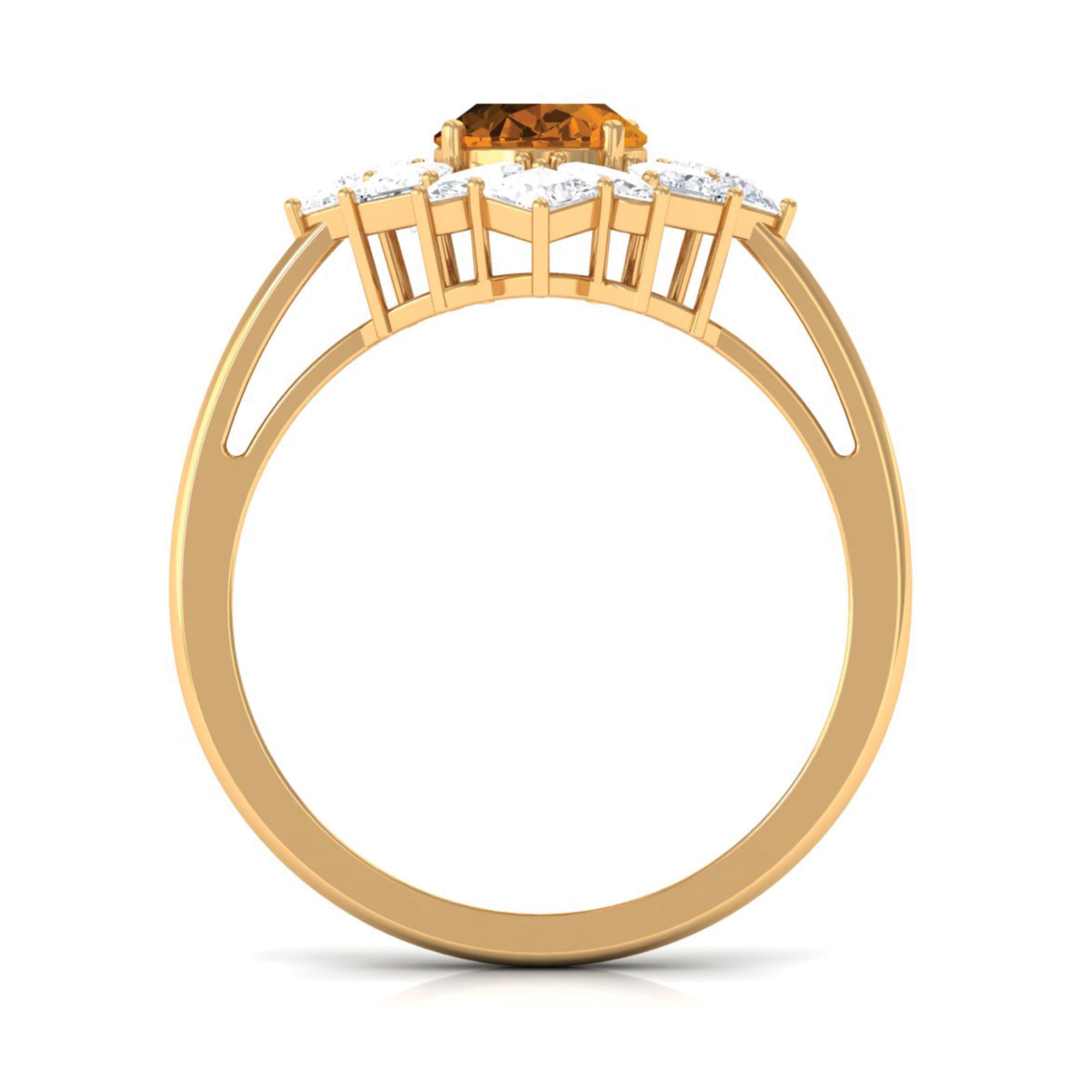 2.25 CT Oval Cut Citrine Cocktail Ring with Moissanite Stones AAA - Rosec Jewels