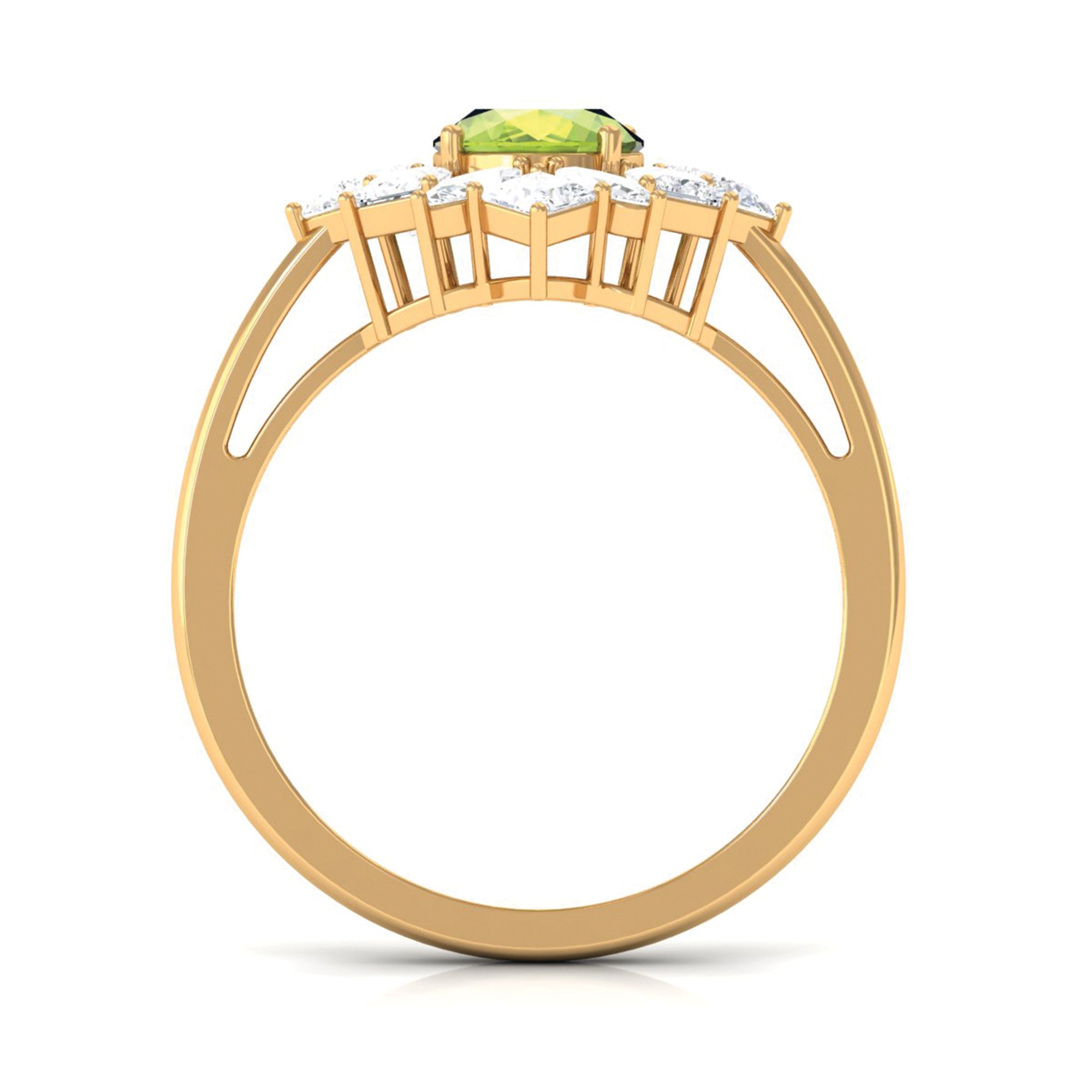 2.25 CT Natural Peridot Cocktail Ring with Moissanite Stones AAA - Rosec Jewels