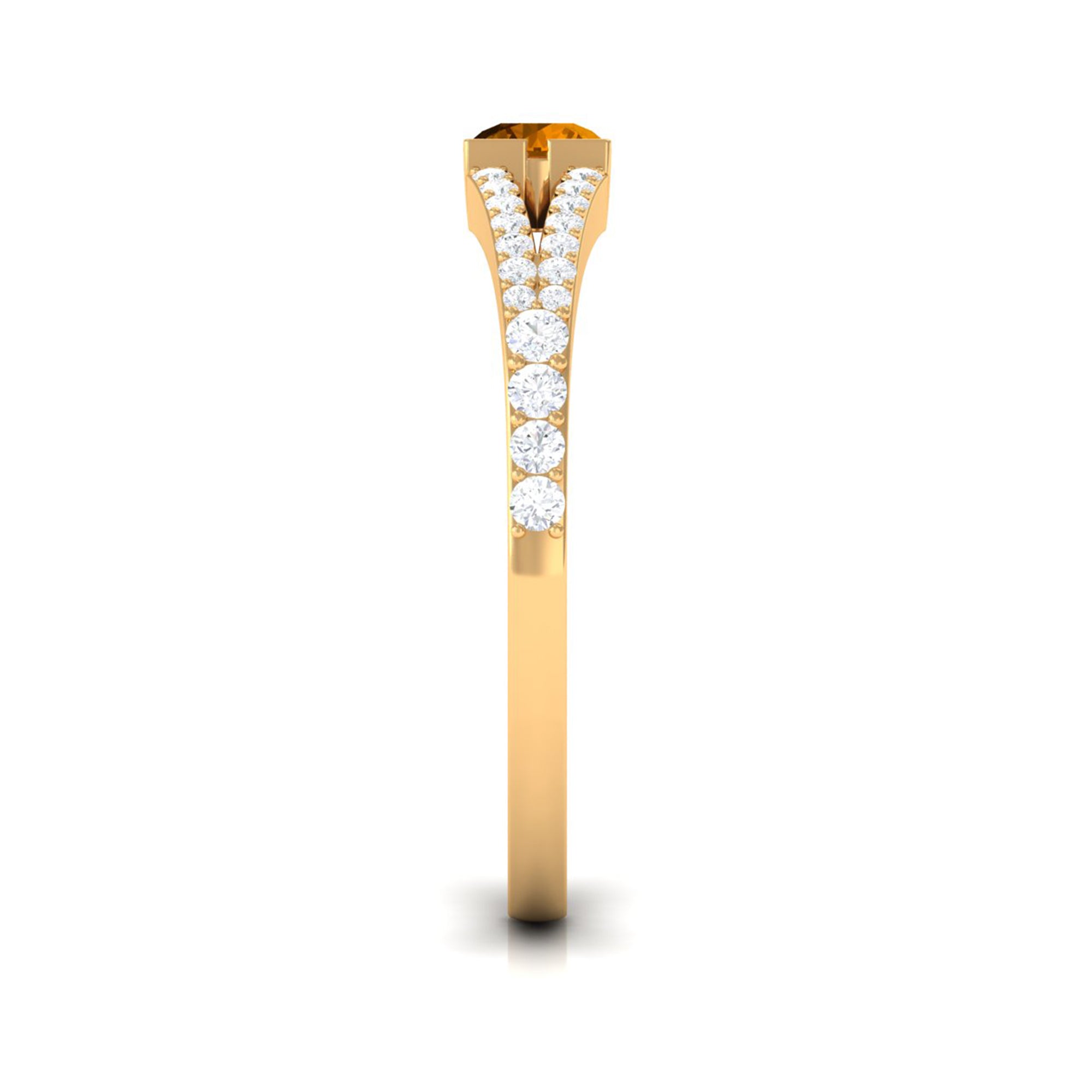 0.50 CT Split Shank Citrine Promise Ring with Diamond Accent AAA - Rosec Jewels