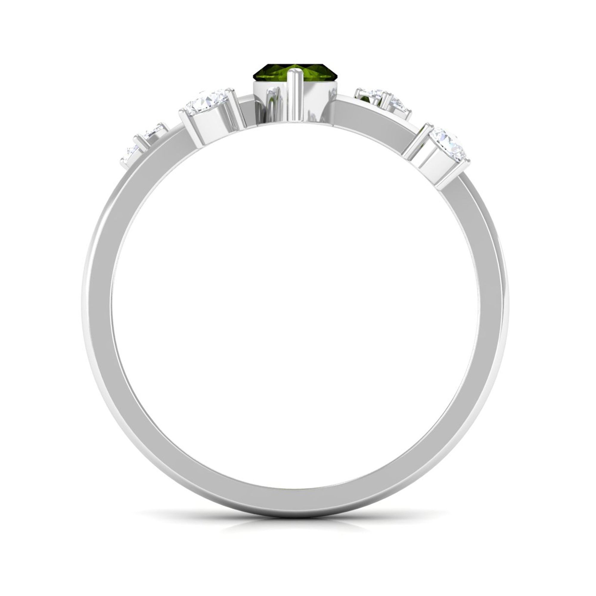 Rosec Jewels-1 CT Marquise Cut Peridot Scatter Ring with Diamond Stones