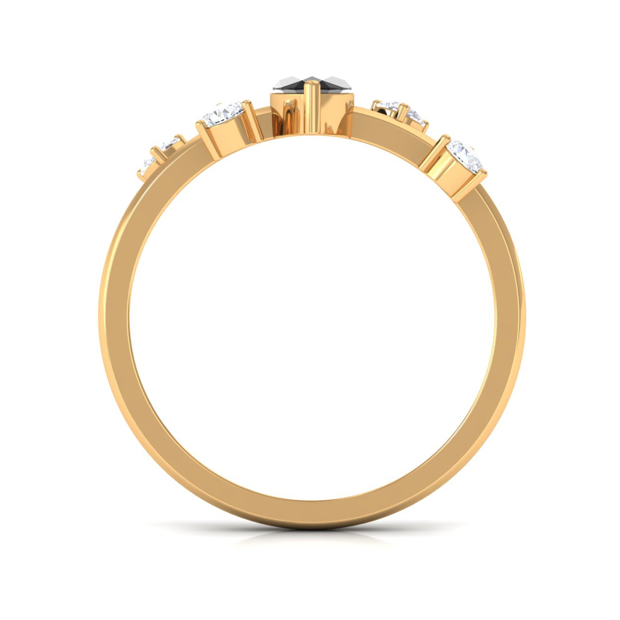 Marquise Cut Solitaire Black Spinel Ring with Scatter Diamond AAA - Rosec Jewels