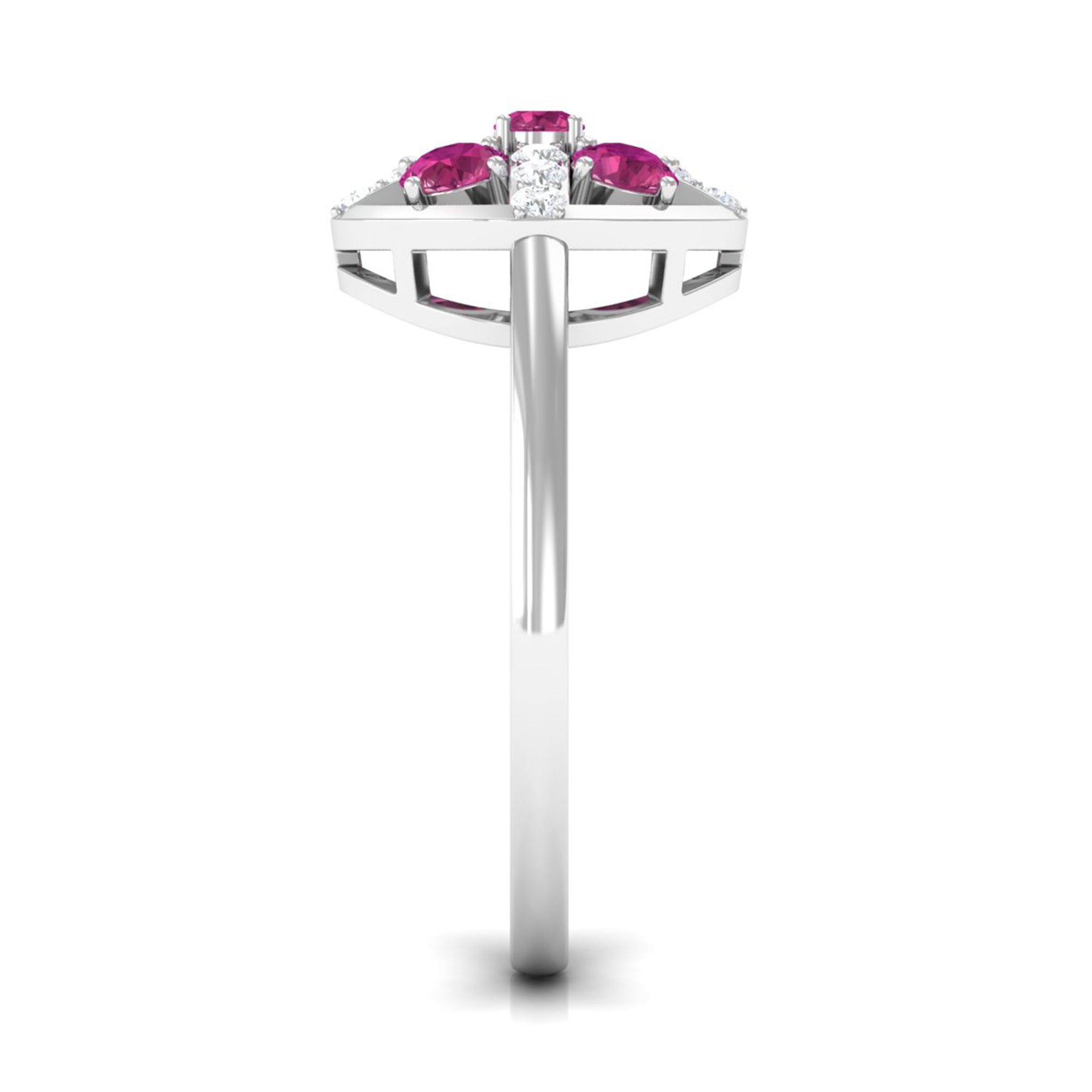 Real Pink Tourmaline Contemporary Ring with Diamond AAA - Rosec Jewels