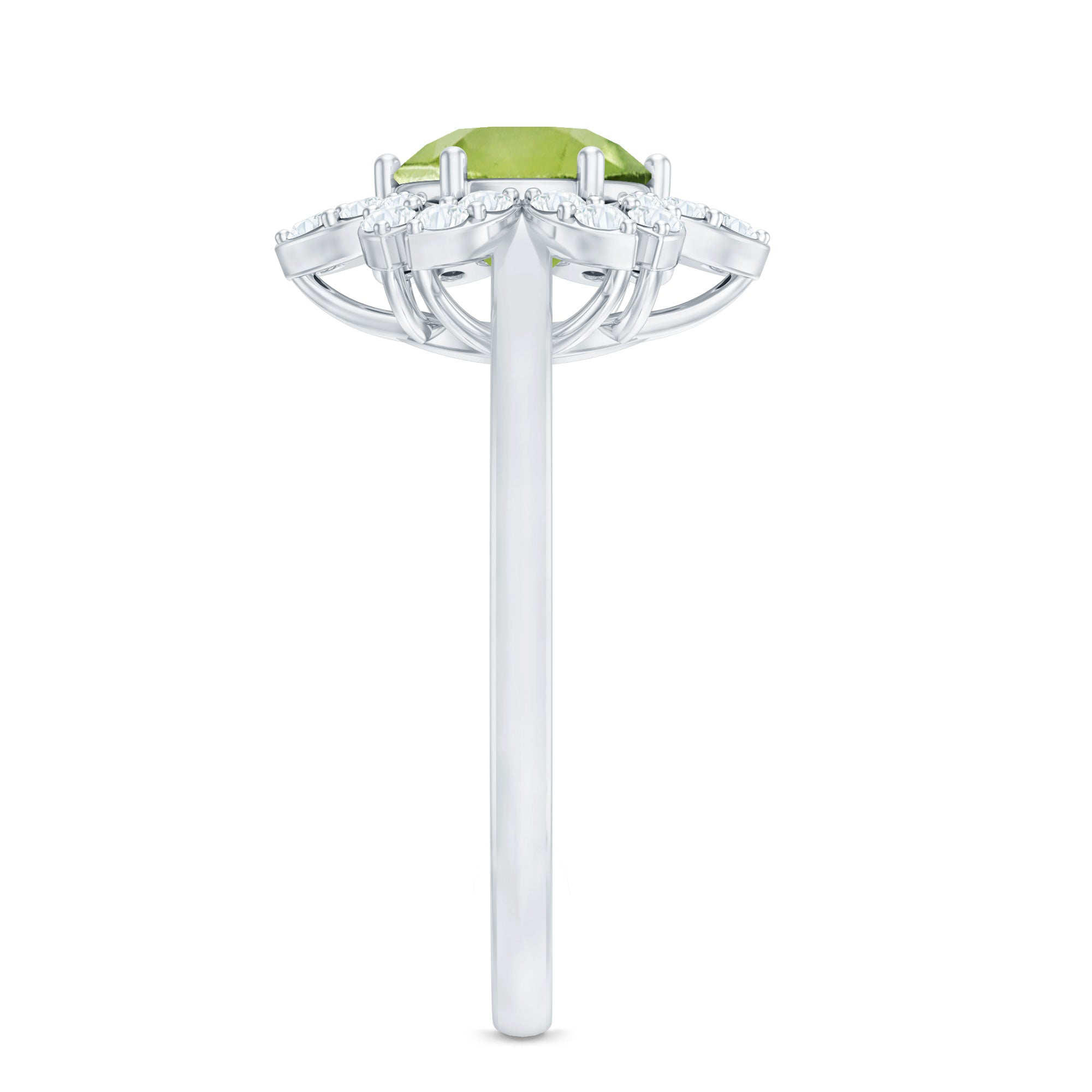2 Carat Natural Peridot Flower Engagement Ring with Diamond AAA - Rosec Jewels