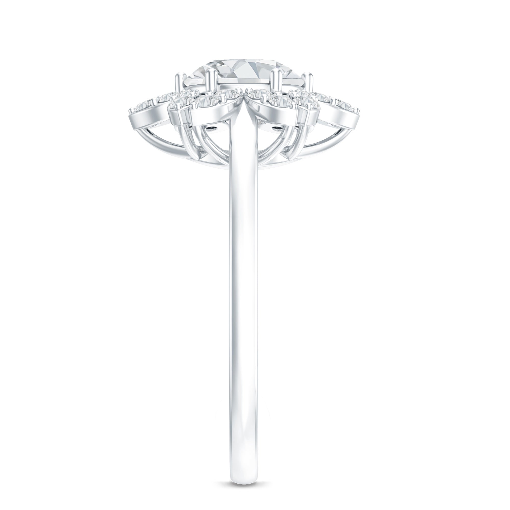 Certified Moissanite Flower Halo Engagement Ring for Women D-VS1 - Rosec Jewels