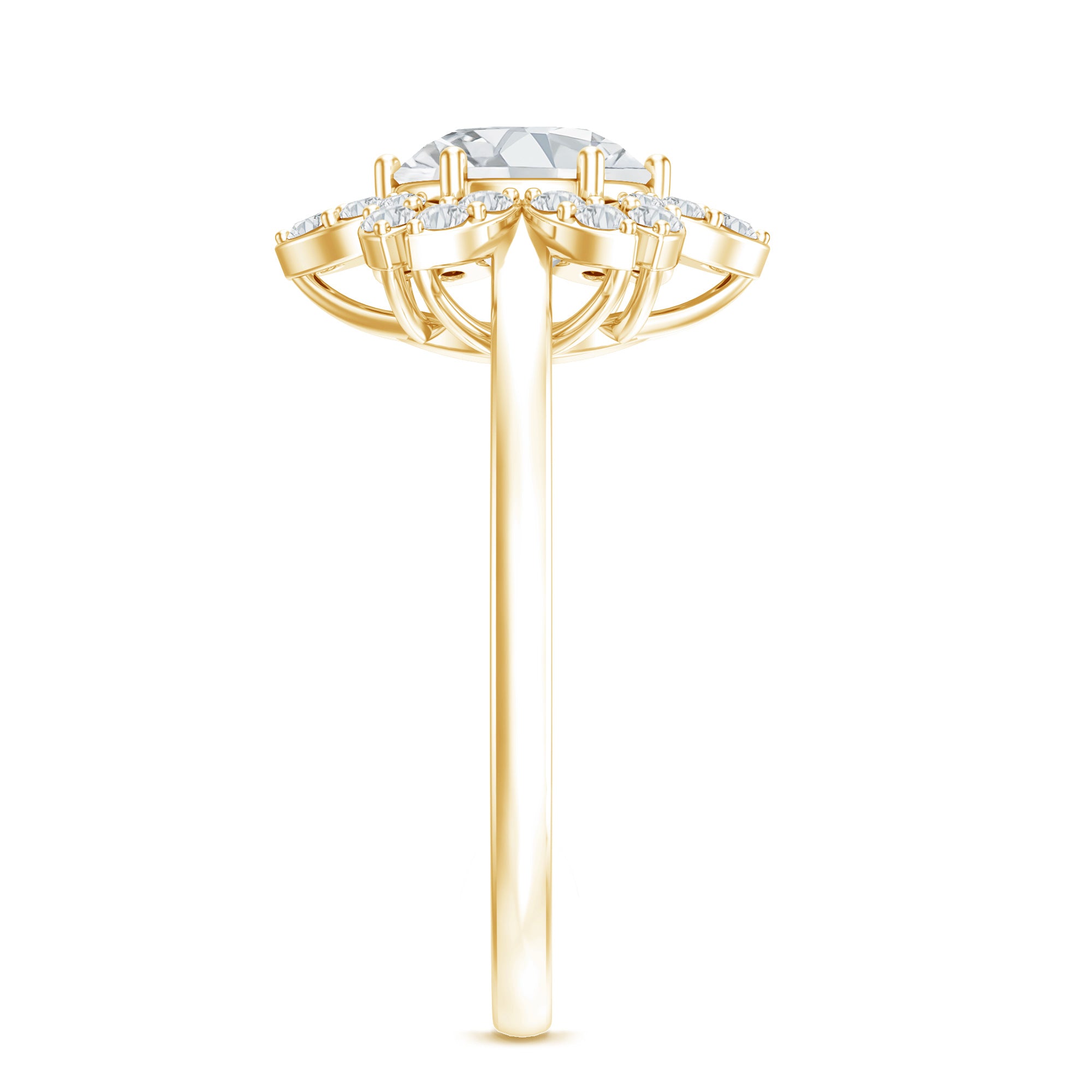 Certified Moissanite Flower Halo Engagement Ring for Women D-VS1 - Rosec Jewels