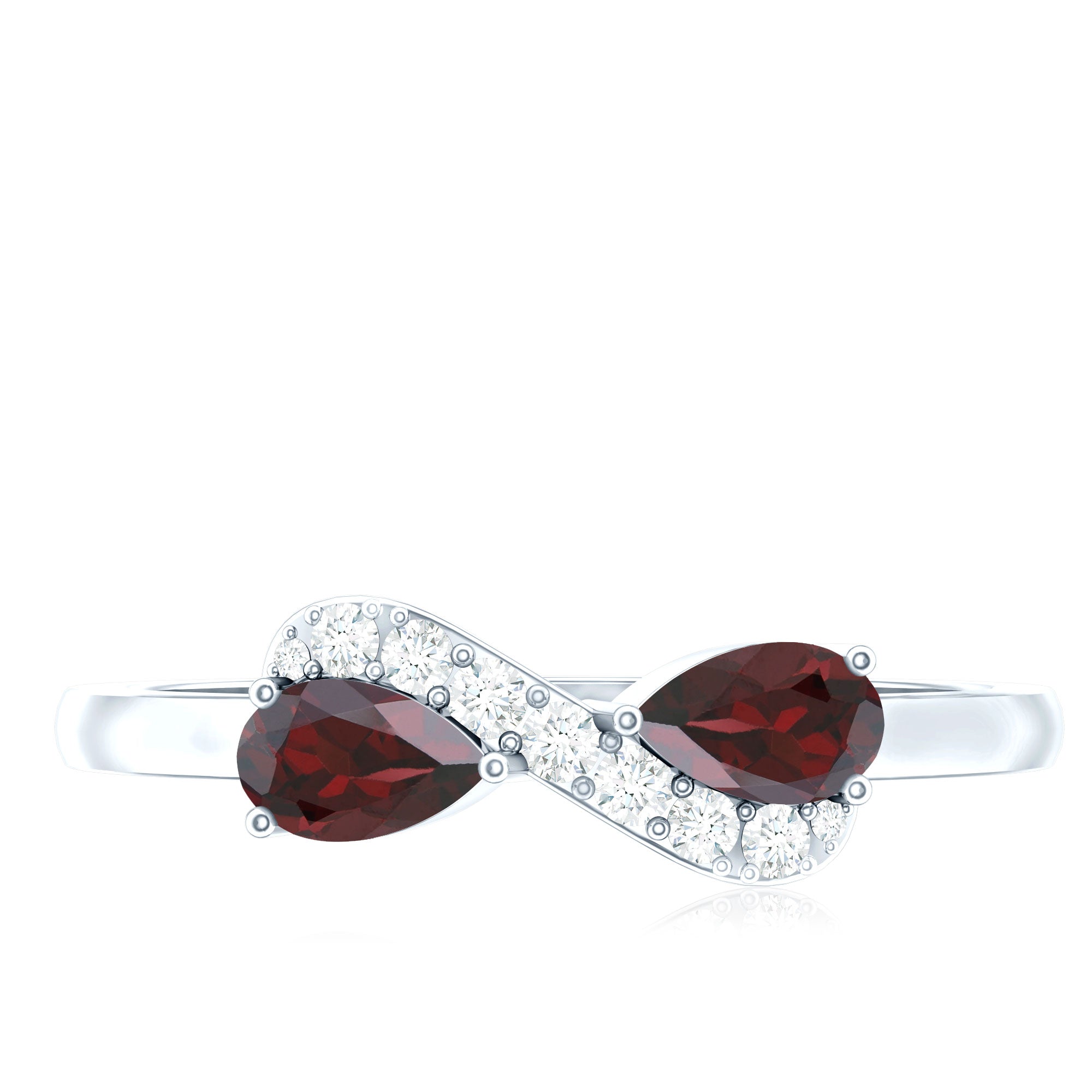 Rosec Jewels-Real Garnet 2 Stone Infinity Promise Ring with Diamond