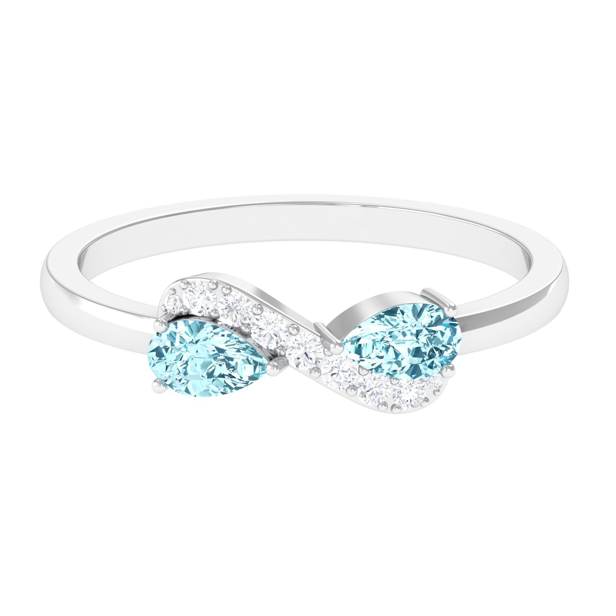 1/2 CT Pear Aquamarine Infinity Promise Ring with Diamond