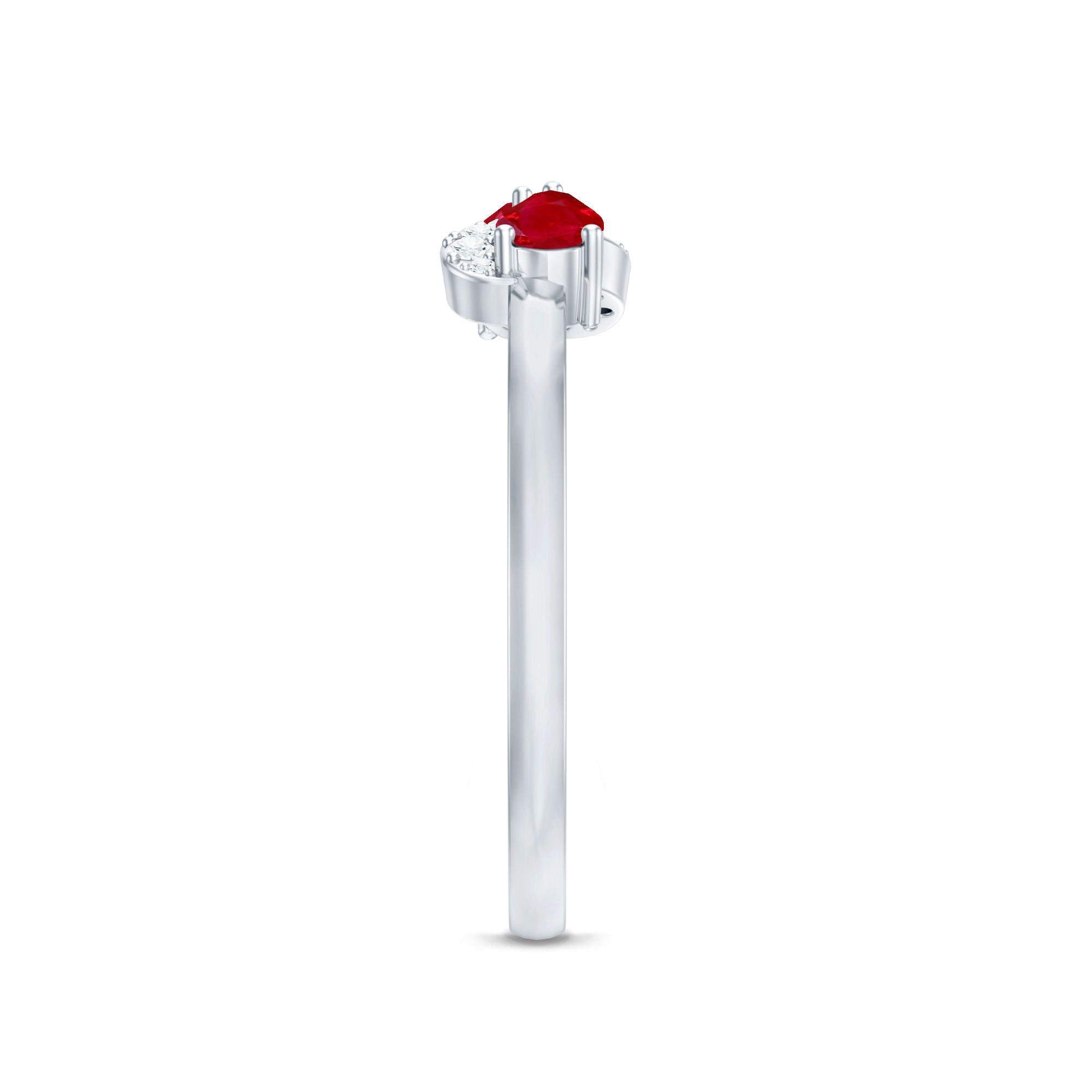 Rosec Jewels-Natural Pear Shape Ruby Toi Et Moi Promise Ring with Diamond