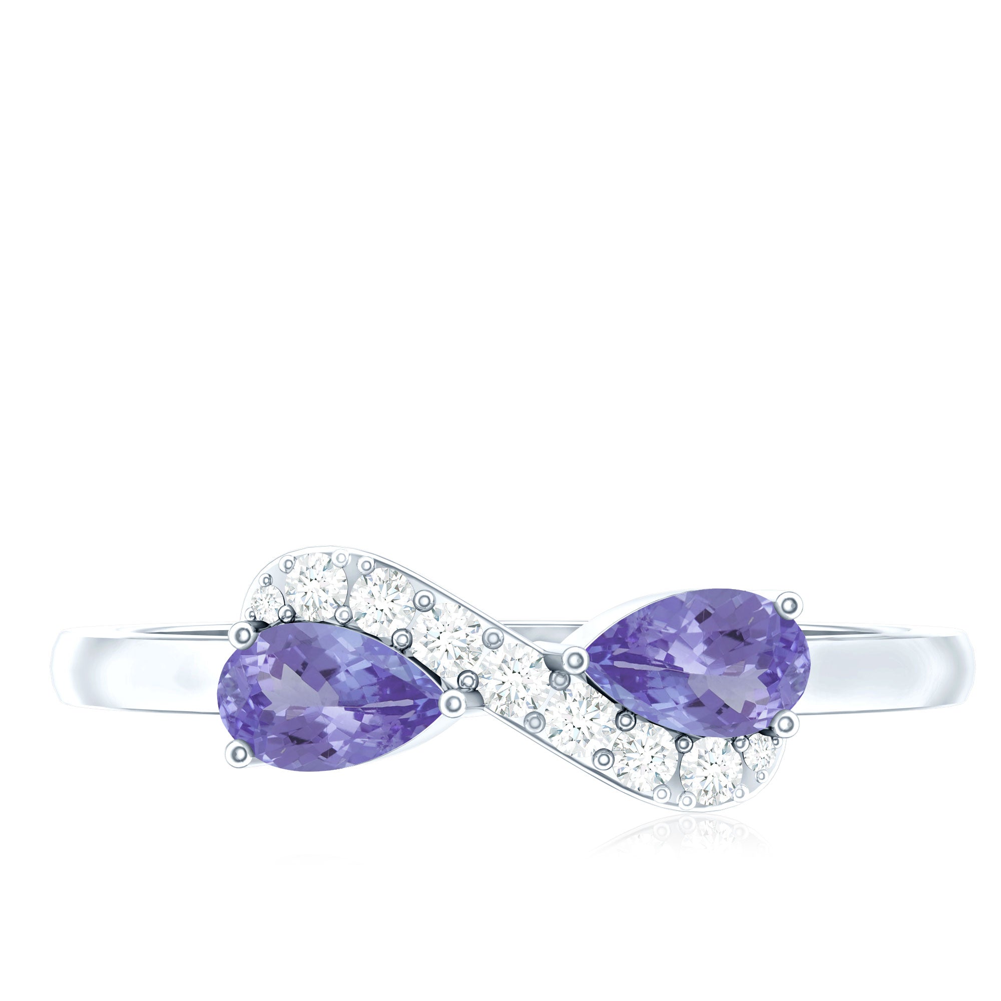 Rosec Jewels-Real Tanzanite 2 Stone Promise Ring with Diamond