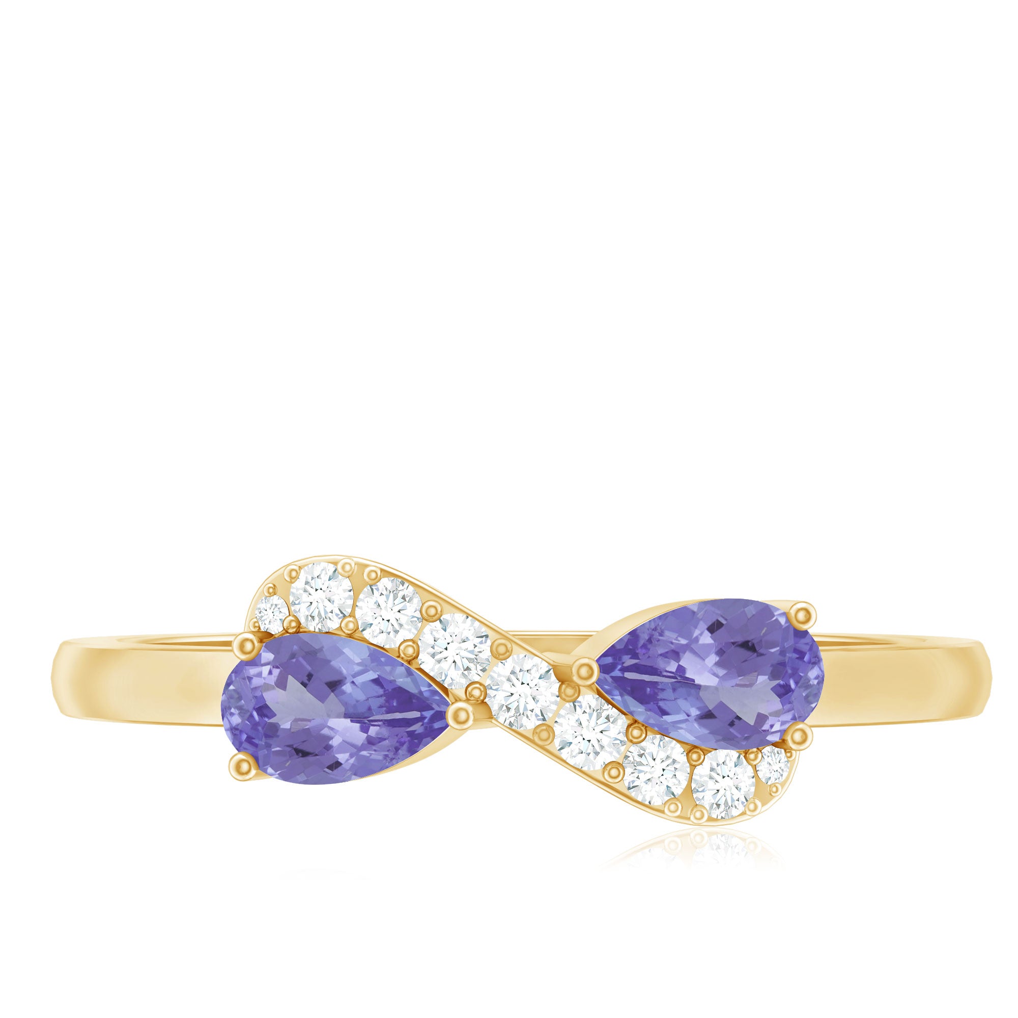 Rosec Jewels-Real Tanzanite 2 Stone Promise Ring with Diamond