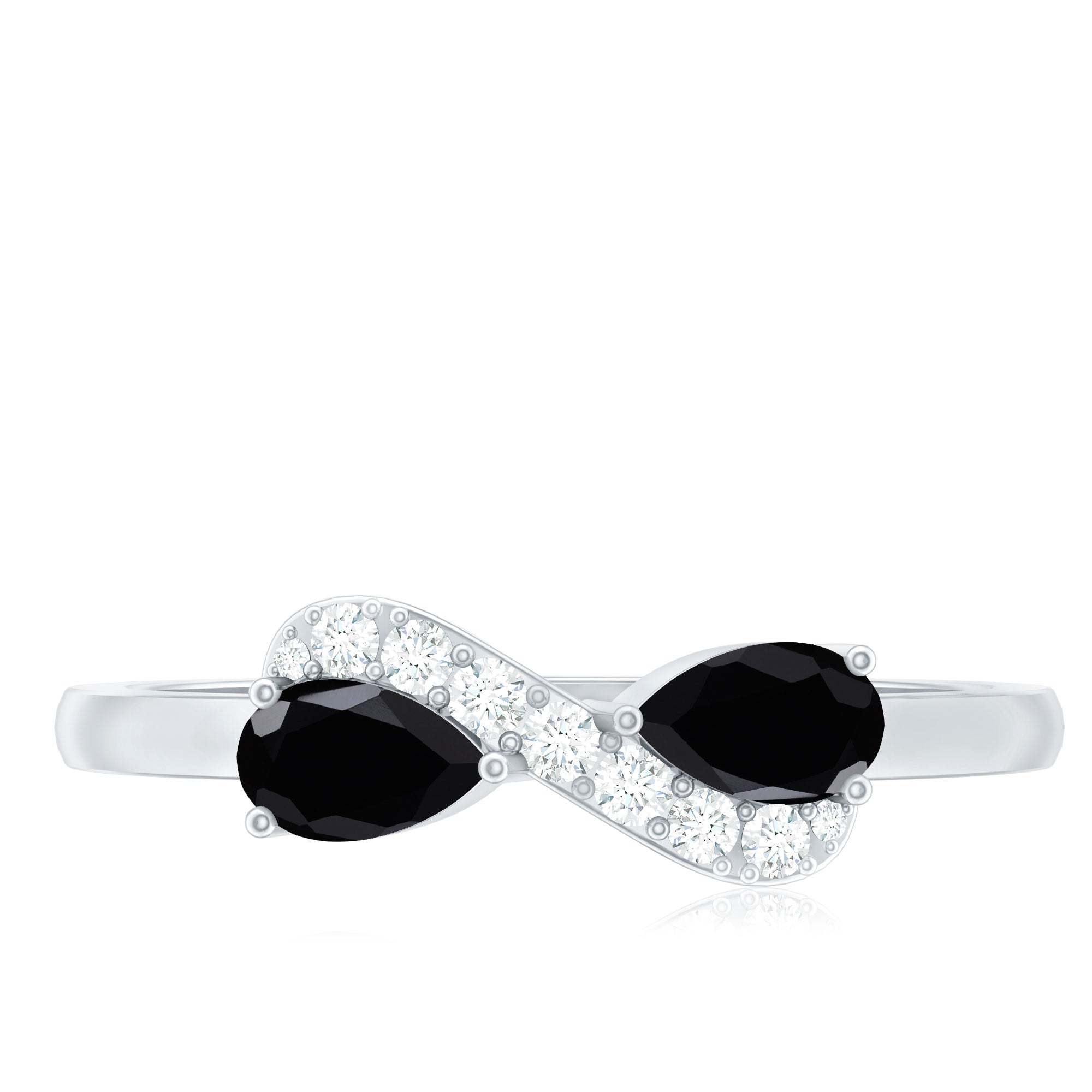 Black Onyx and Diamond Infinity Promise Ring AAA - Rosec Jewels
