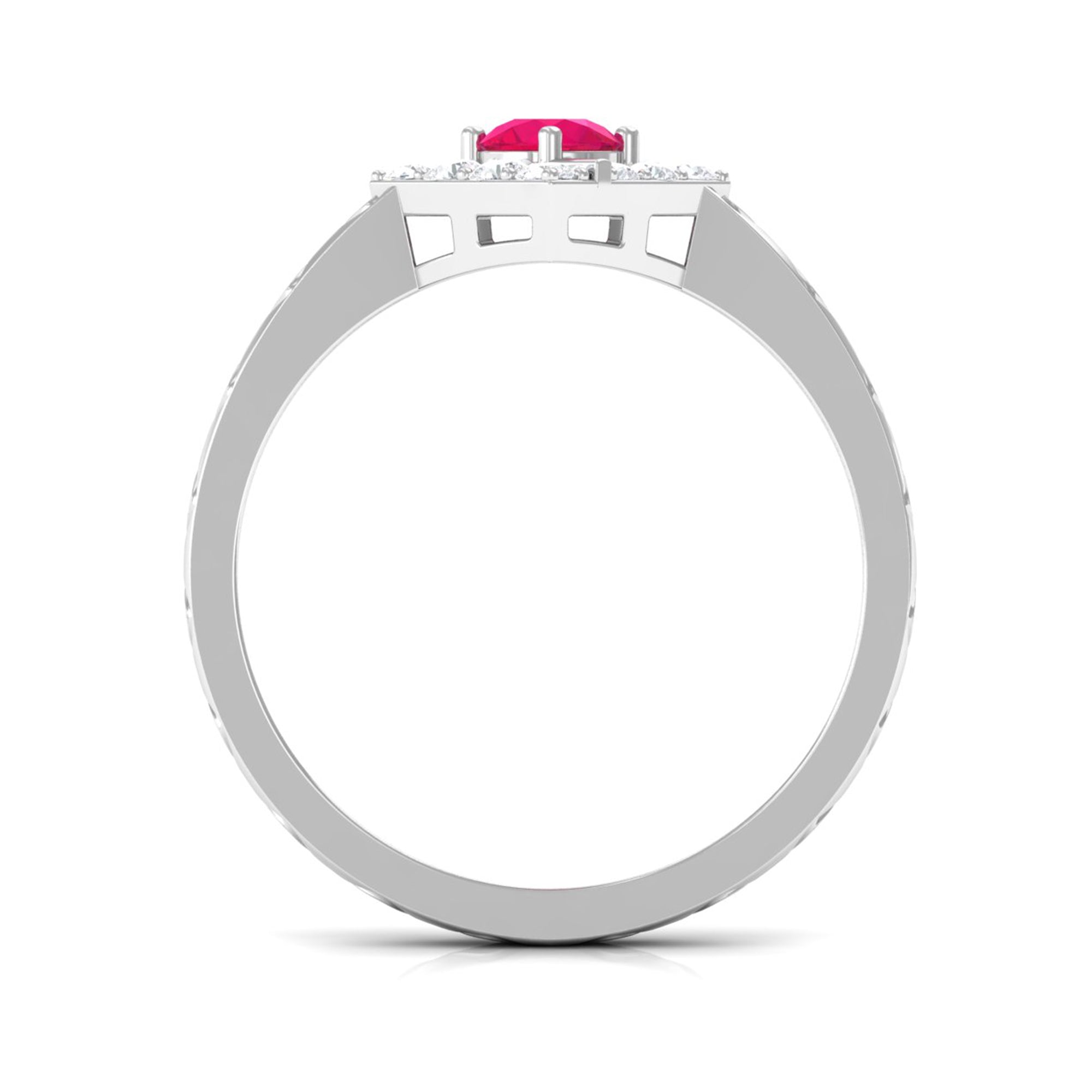 Minimal Ruby and Diamond Textured Ring AAA - Rosec Jewels